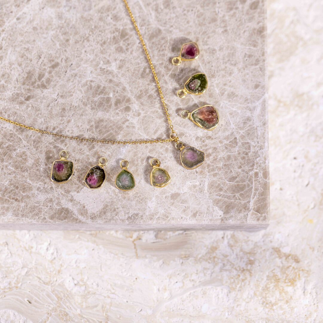 Watermelon Tourmaline Bezel Necklace