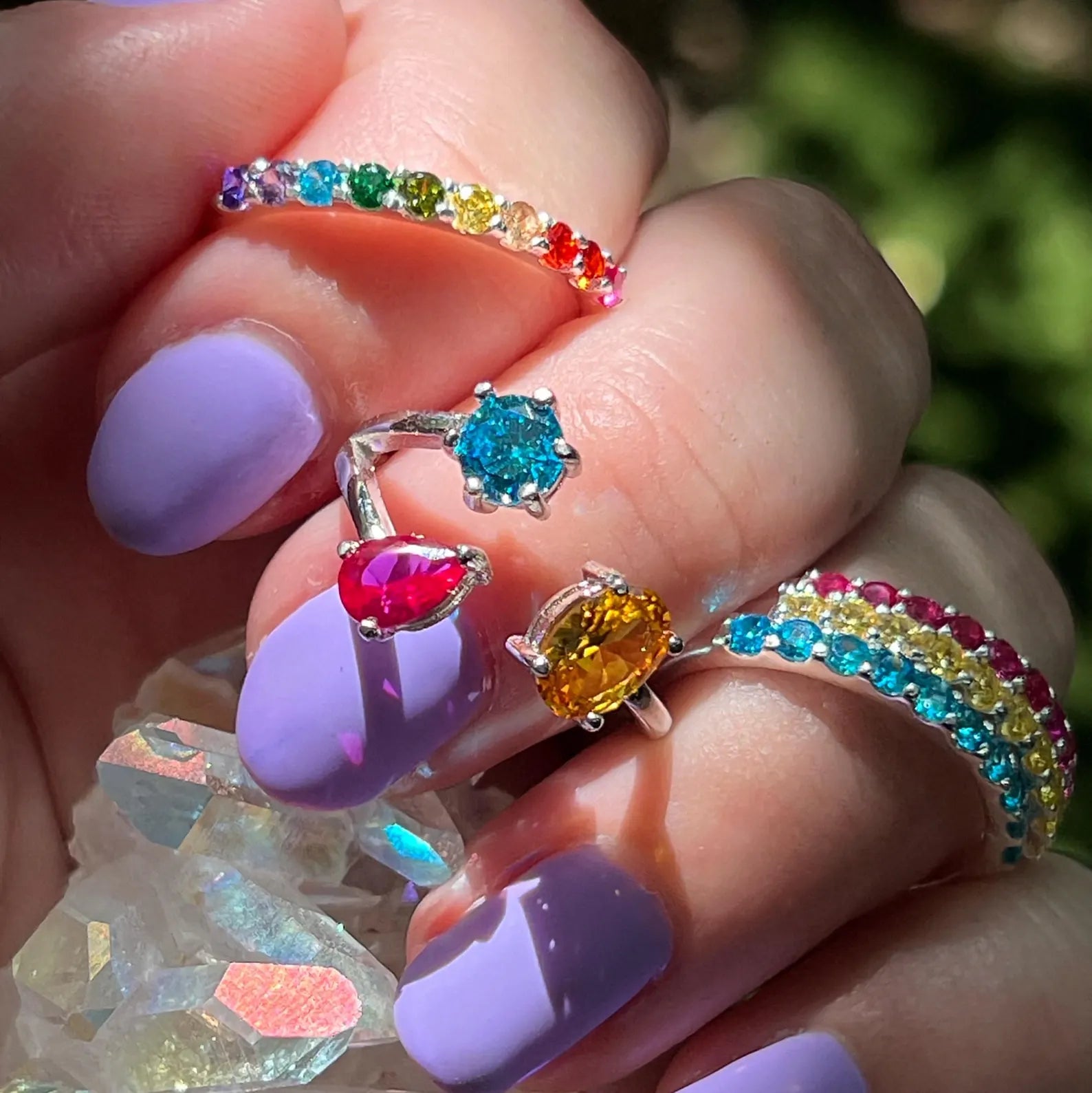 3 Stone Ring - Pansexual Flag