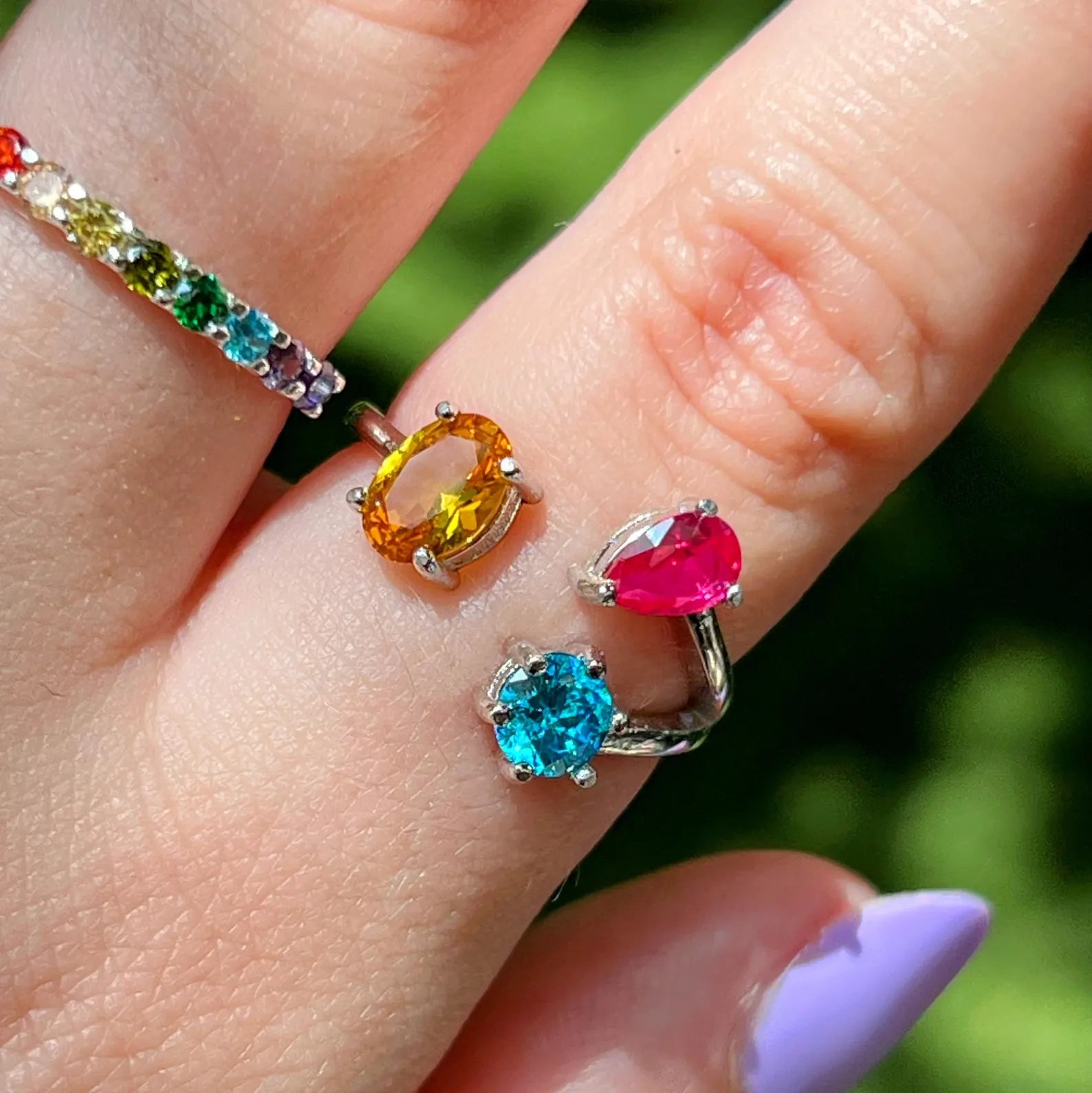 3 Stone Ring - Pansexual Flag