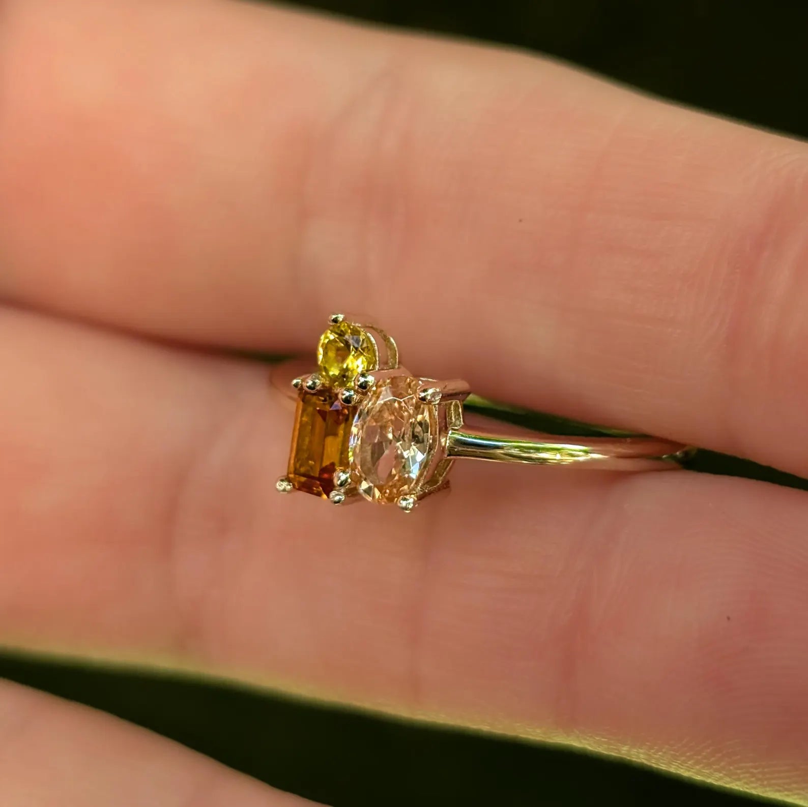 Citrine 3 Stone Cluster Ring