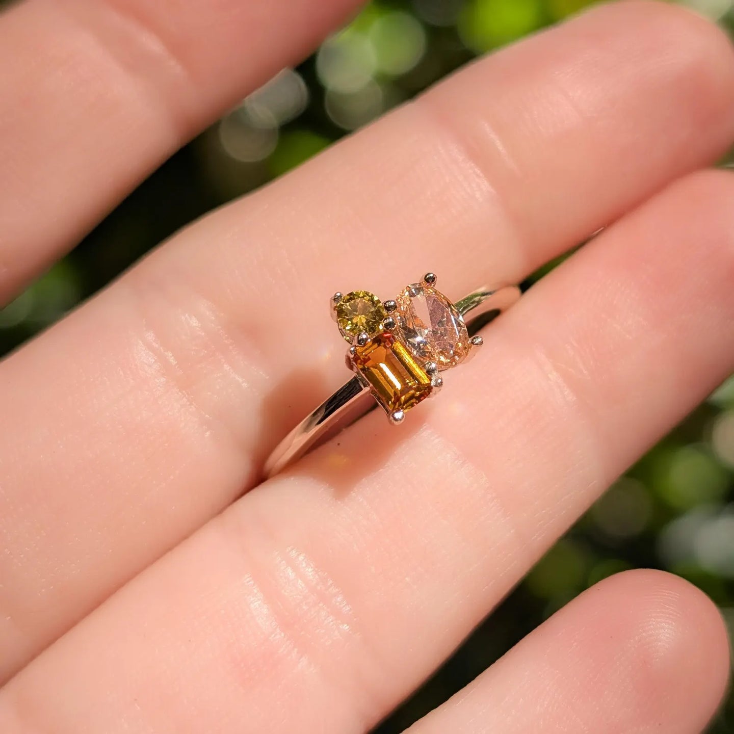 Citrine 3 Stone Cluster Ring