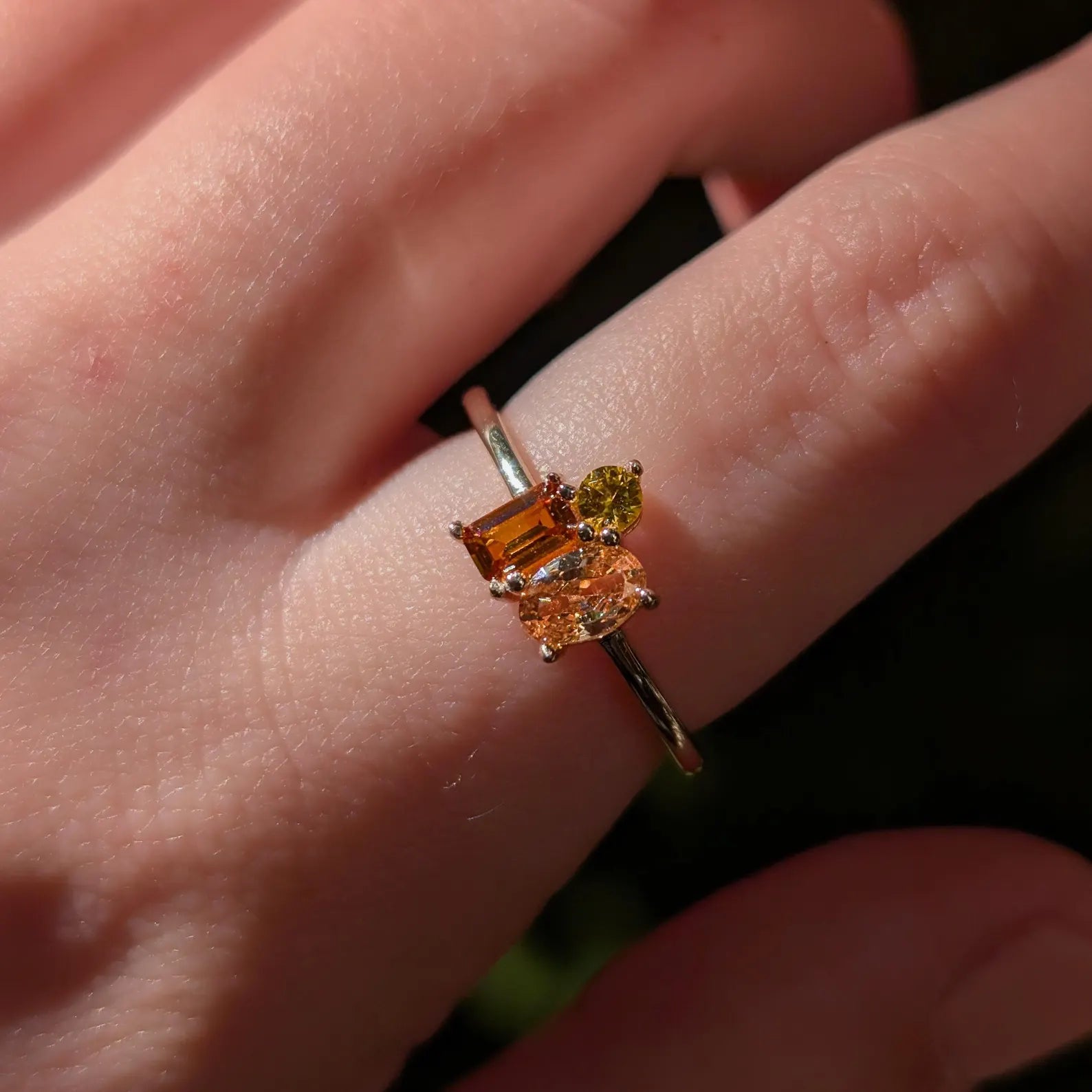 Citrine 3 Stone Cluster Ring