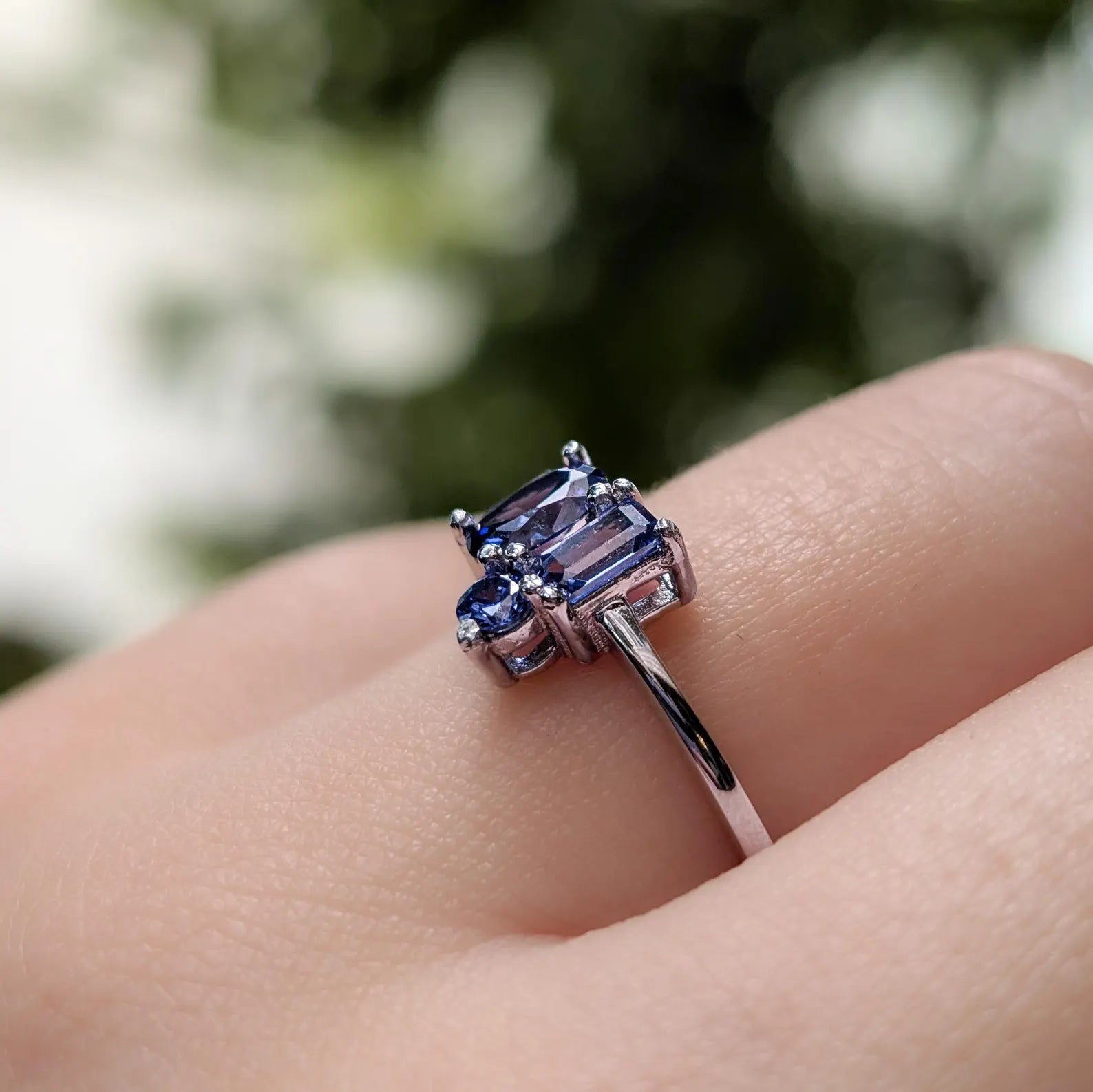 Tanzanite 3 Stone Cluster Ring