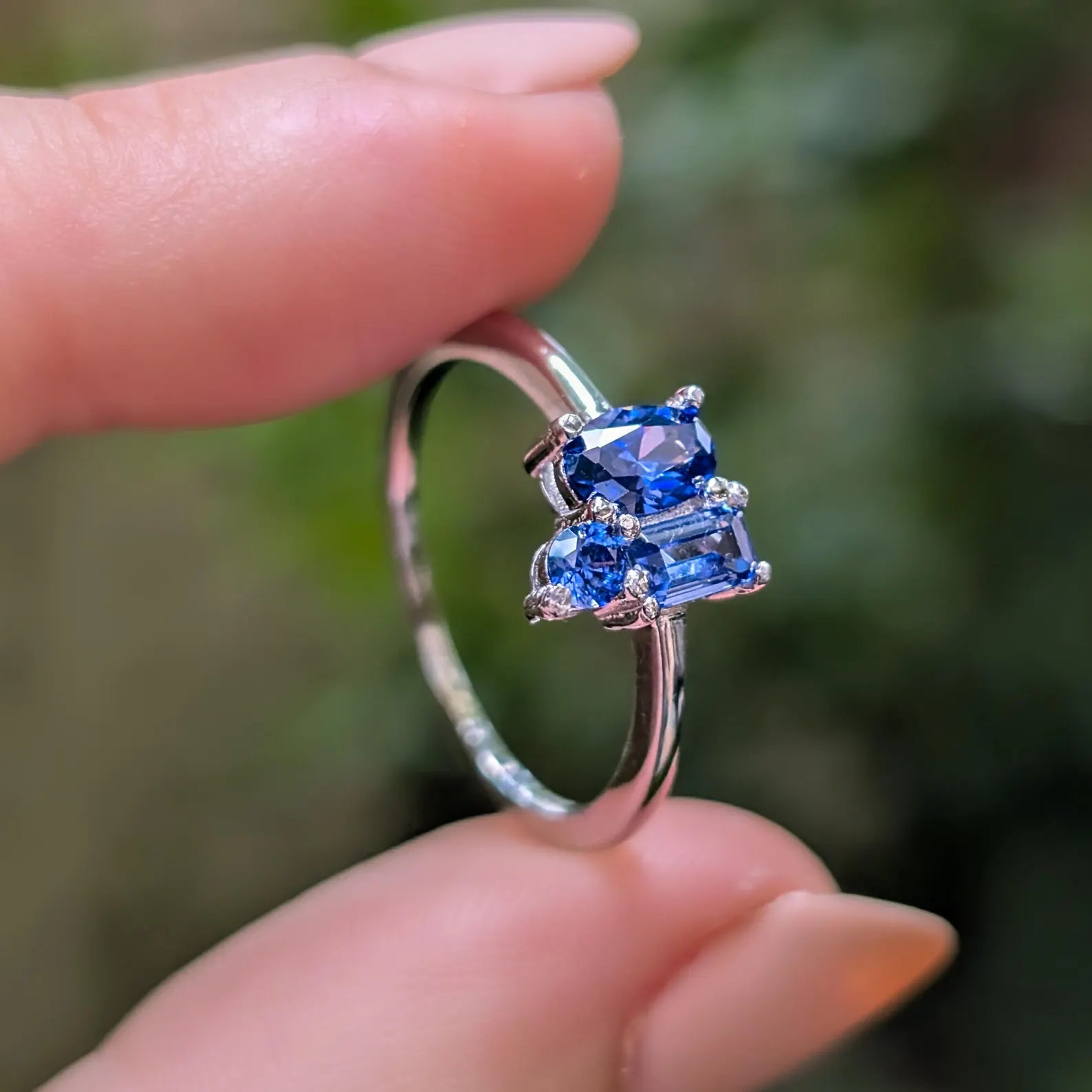 Tanzanite 3 Stone Cluster Ring
