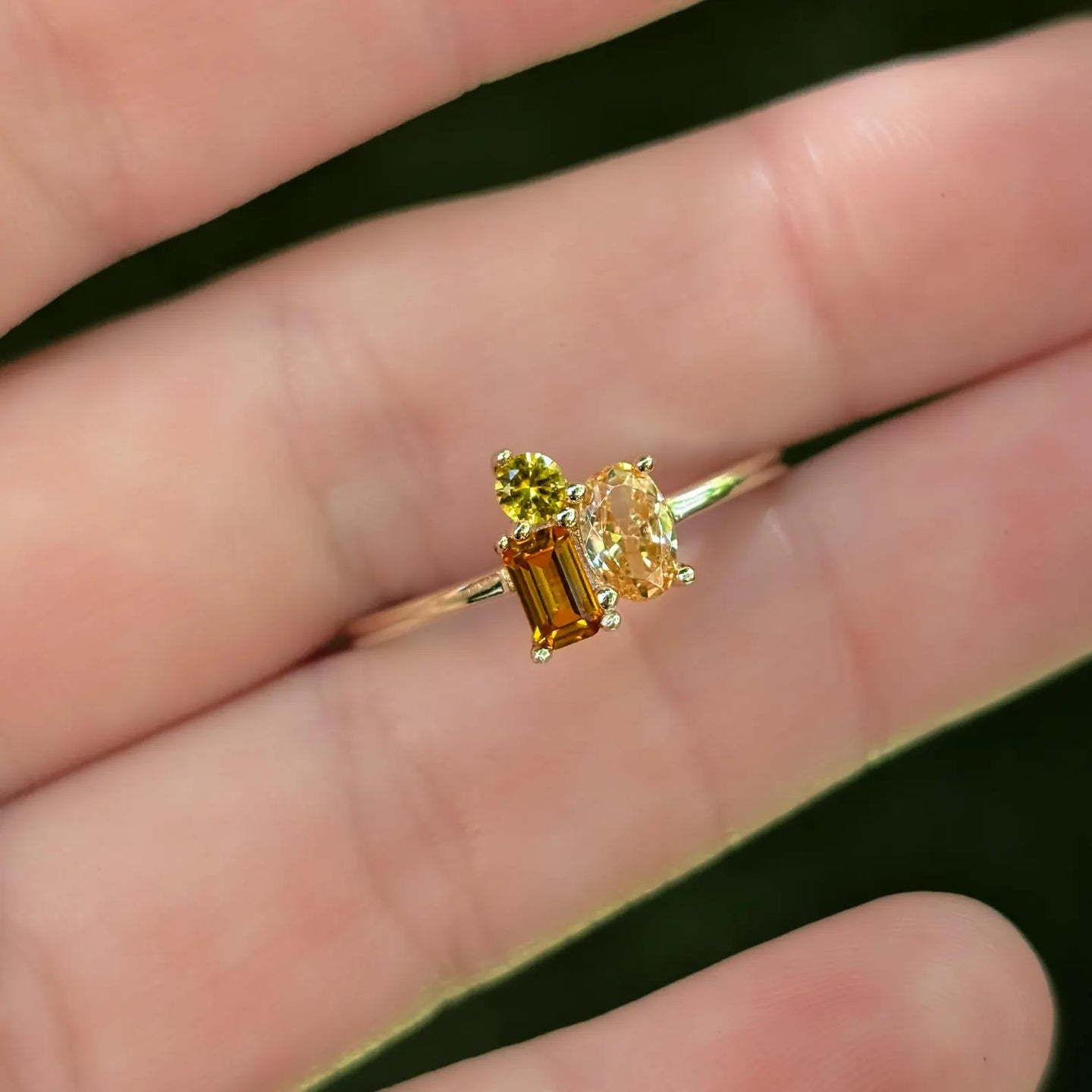 Citrine 3 Stone Cluster Ring