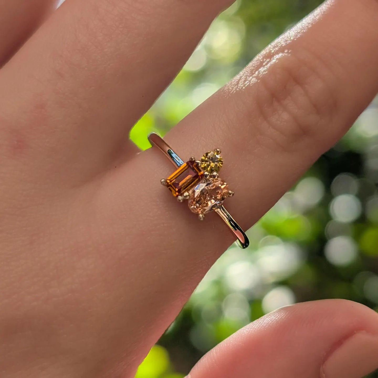 Citrine 3 Stone Cluster Ring