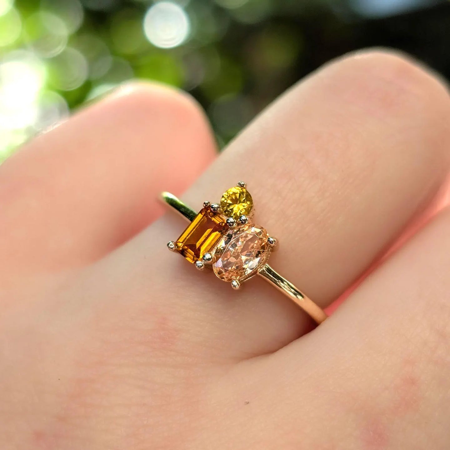 Citrine 3 Stone Cluster Ring