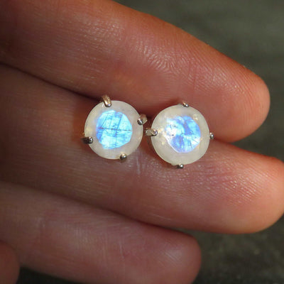 Faceted Moonstone Stud Earrings