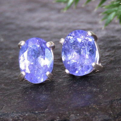 AAA Natural Tanzanite Oval Stud Earrings