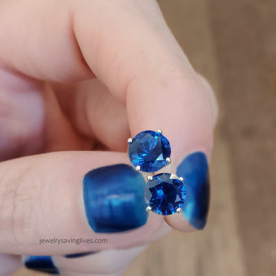 Faceted Natural Sapphire Stud Earrings