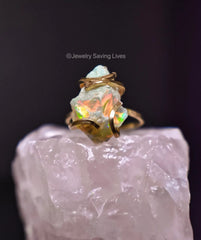 LARGE RAW WELO OPAL RING - JSL