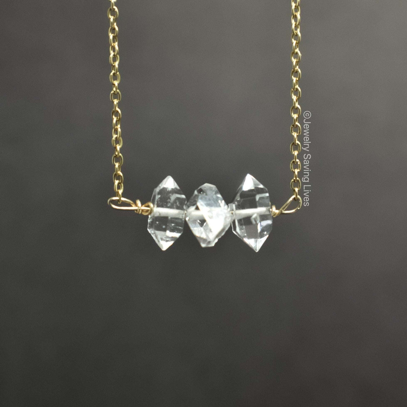 Herkimer Diamond Bar Necklace