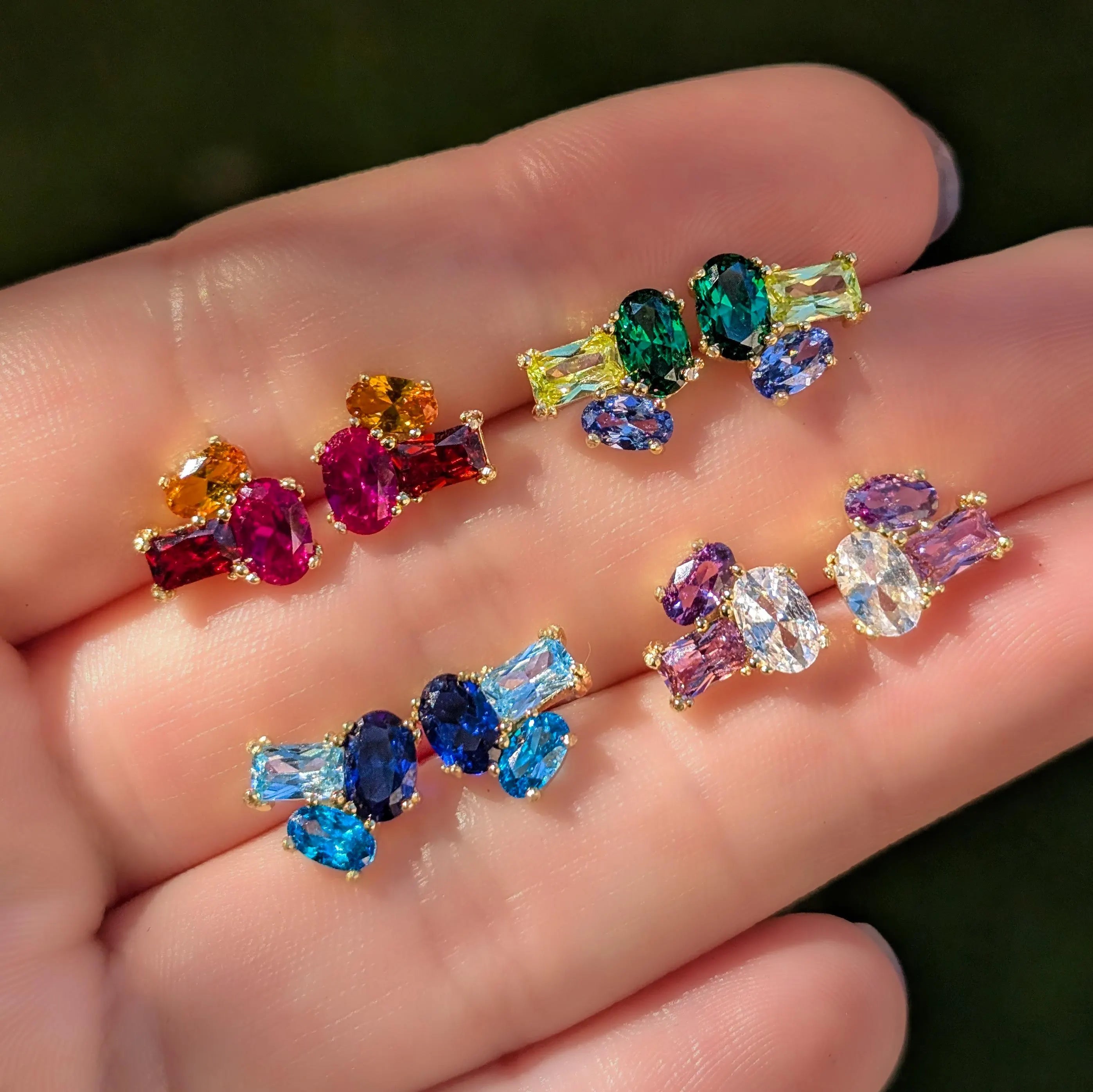 The Elia - Custom Gemstone Small Cluster Studs