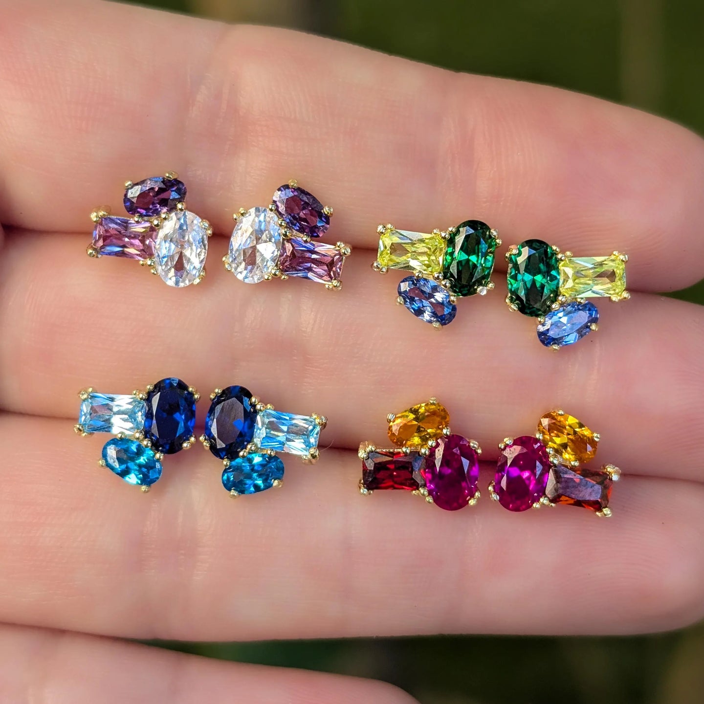 The Elia - Custom Gemstone Small Cluster Studs