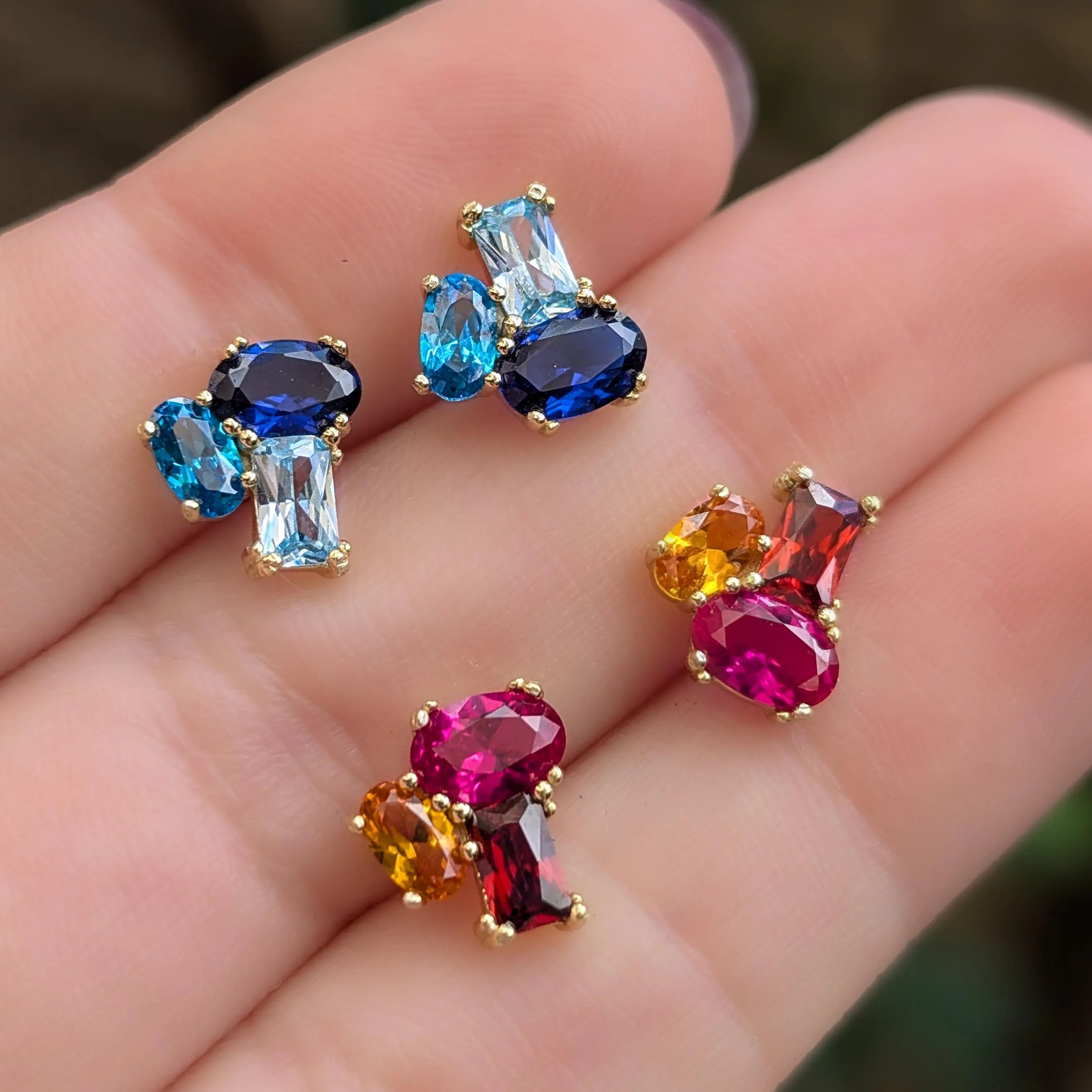 The Elia - Custom Gemstone Small Cluster Studs