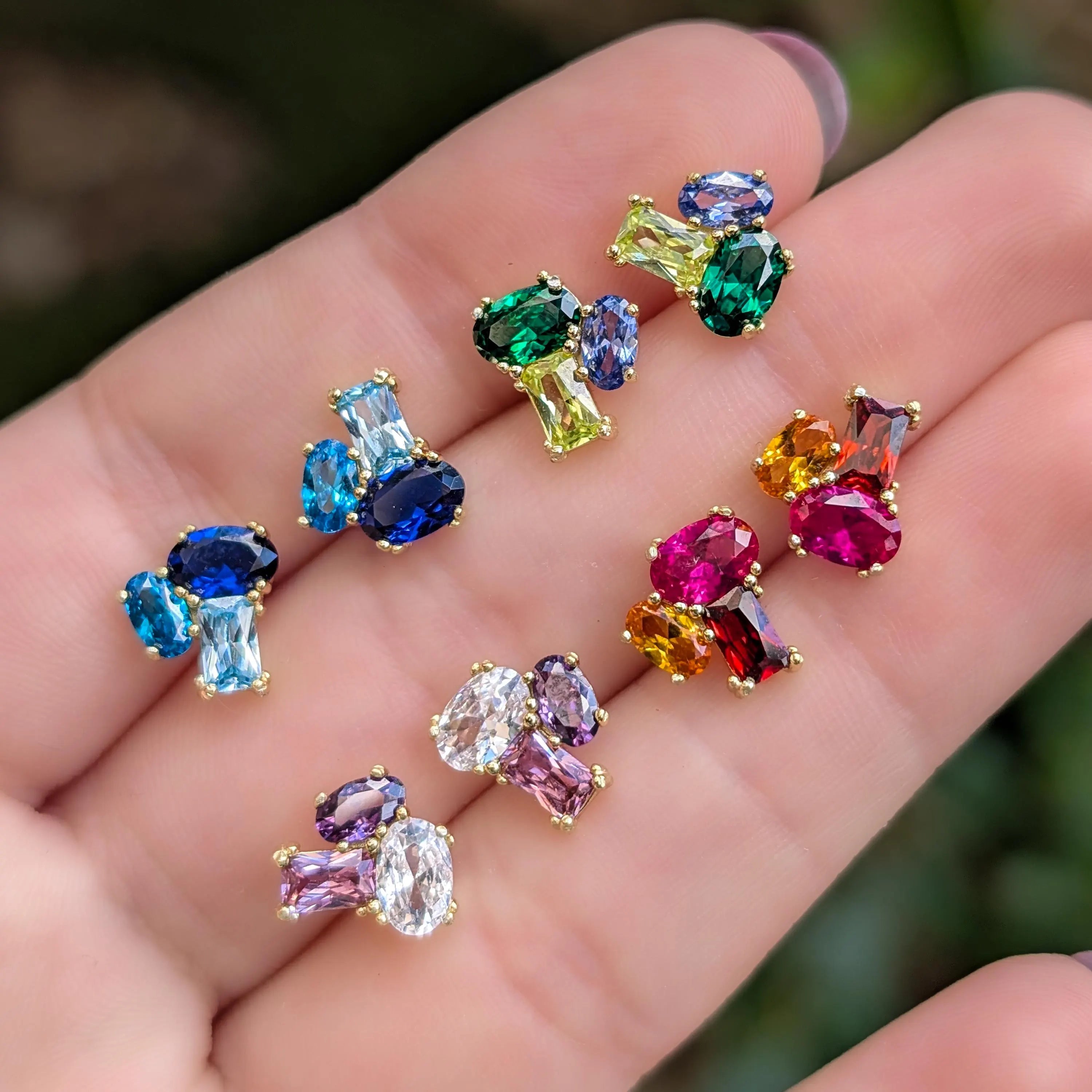 The Elia - Custom Gemstone Small Cluster Studs