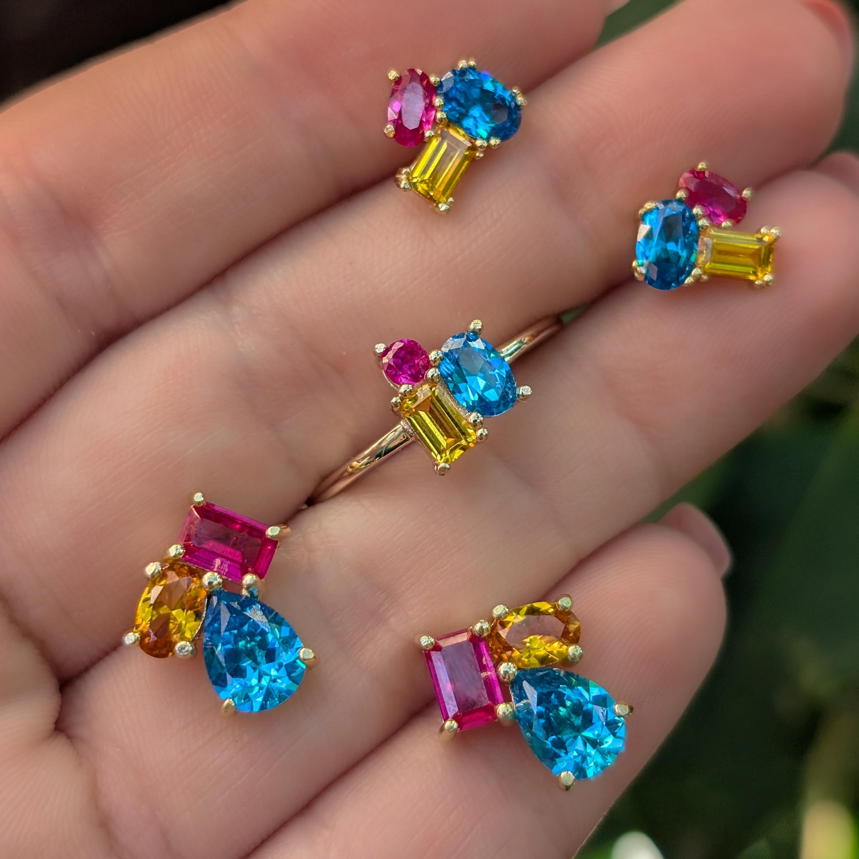 The Elia - Pansexual Flag Small Cluster Studs