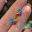The Elia - Pansexual Flag Small Cluster Studs