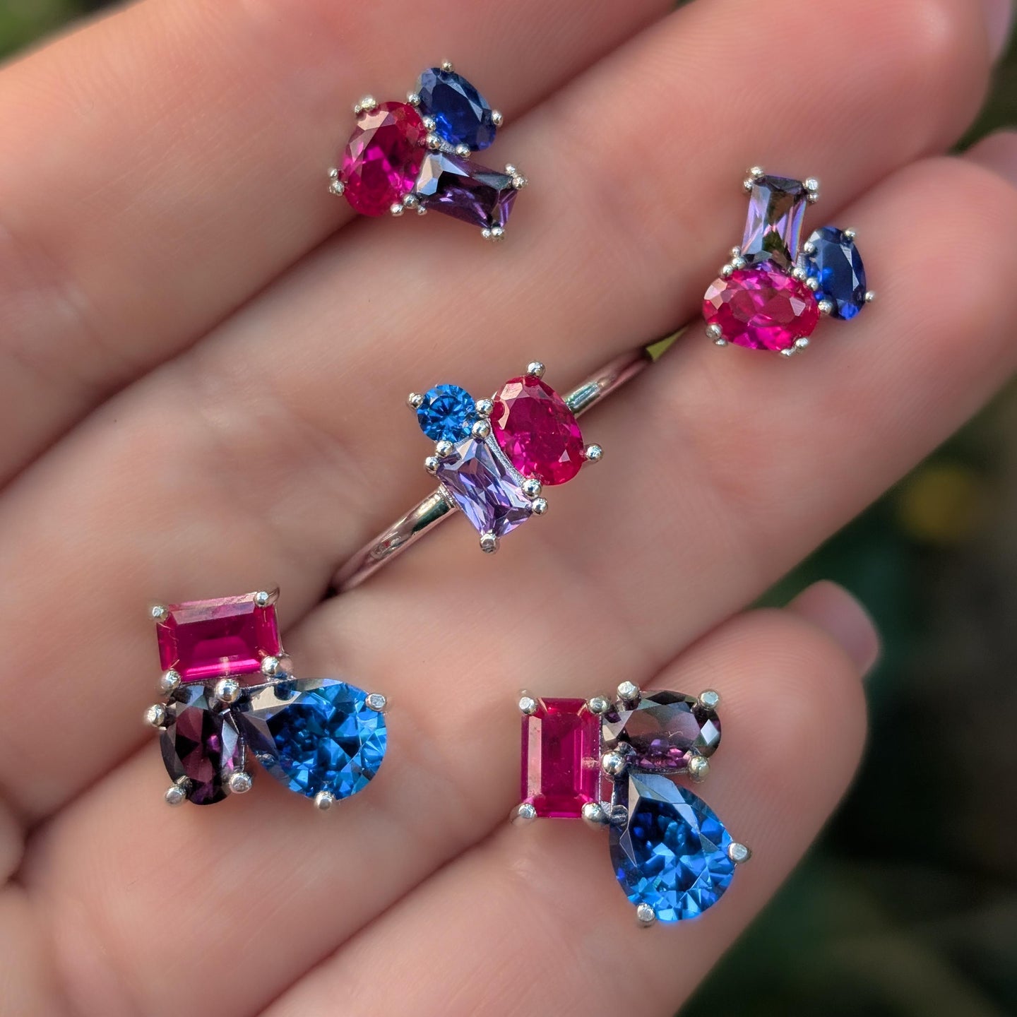 The Elia - Bisexual Flag Small Cluster Studs