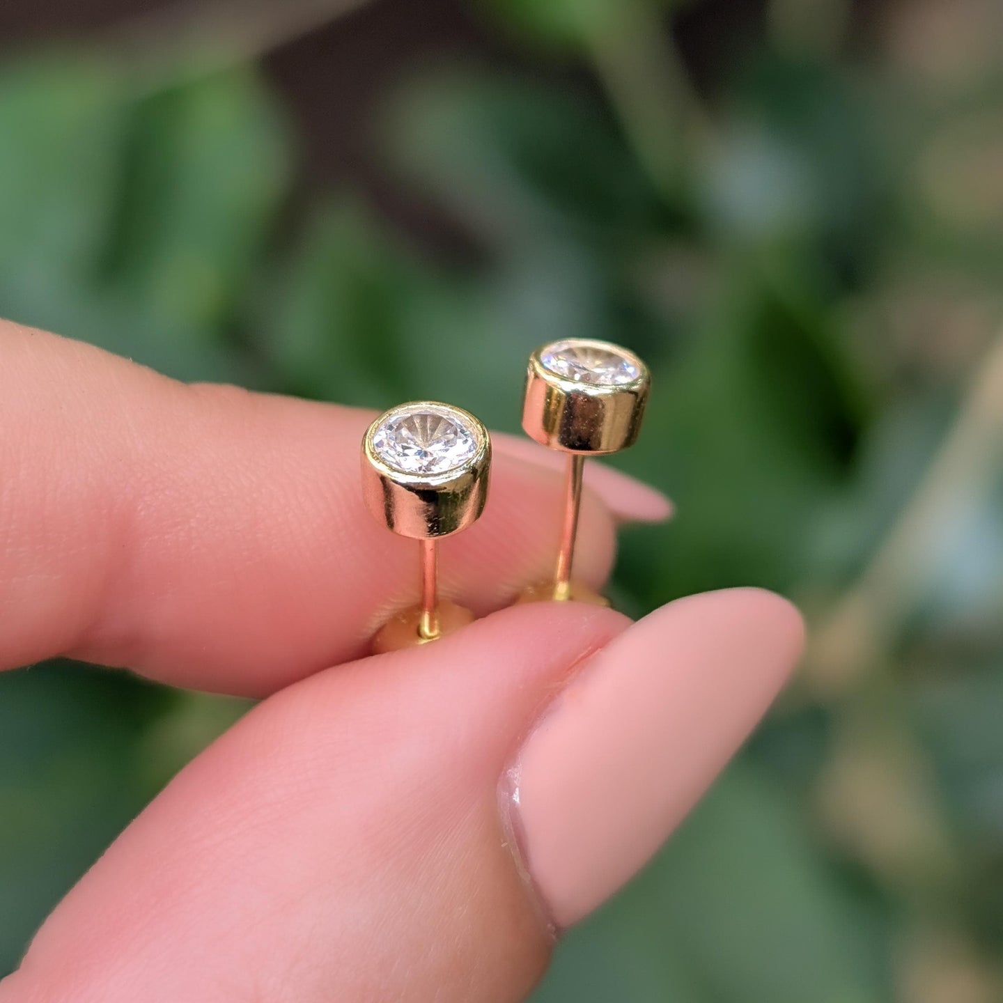 Moissanite Bezel Stud Earrings