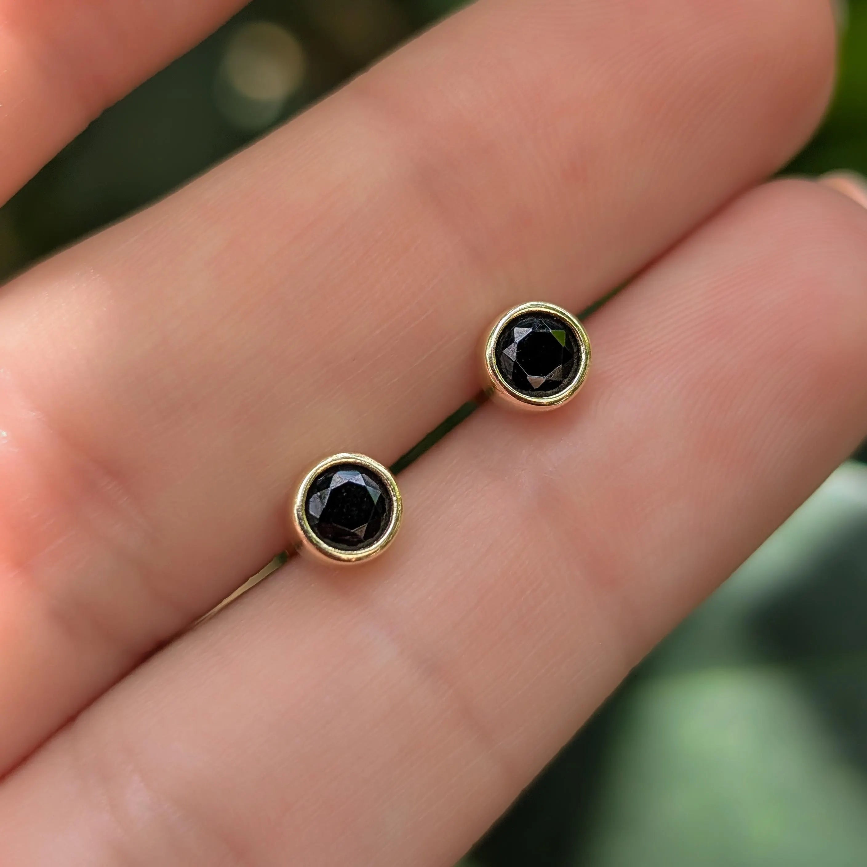Onyx Bezel Stud Earrings