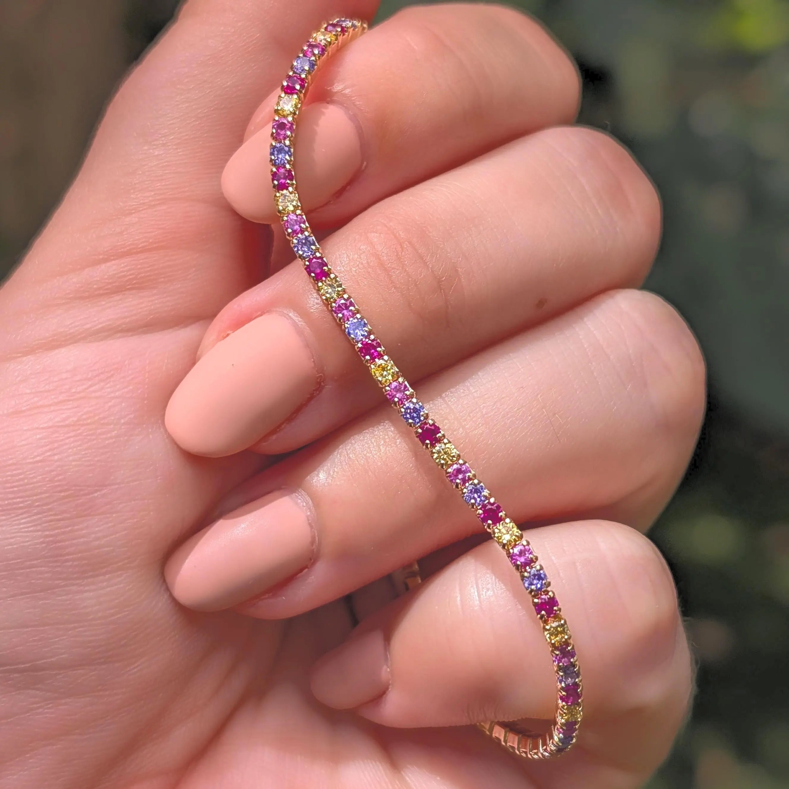 Multi Color Sapphire Tennis Bracelet