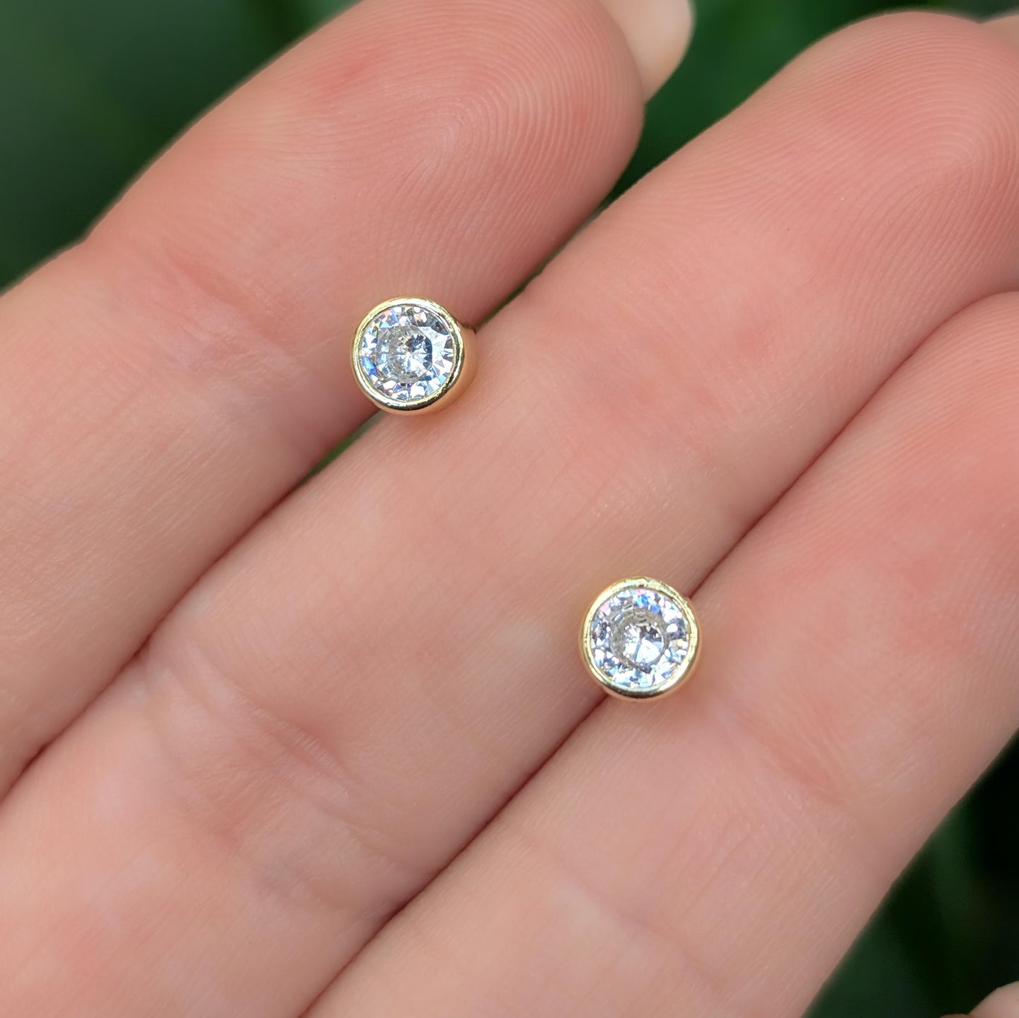 Moissanite Bezel Stud Earrings