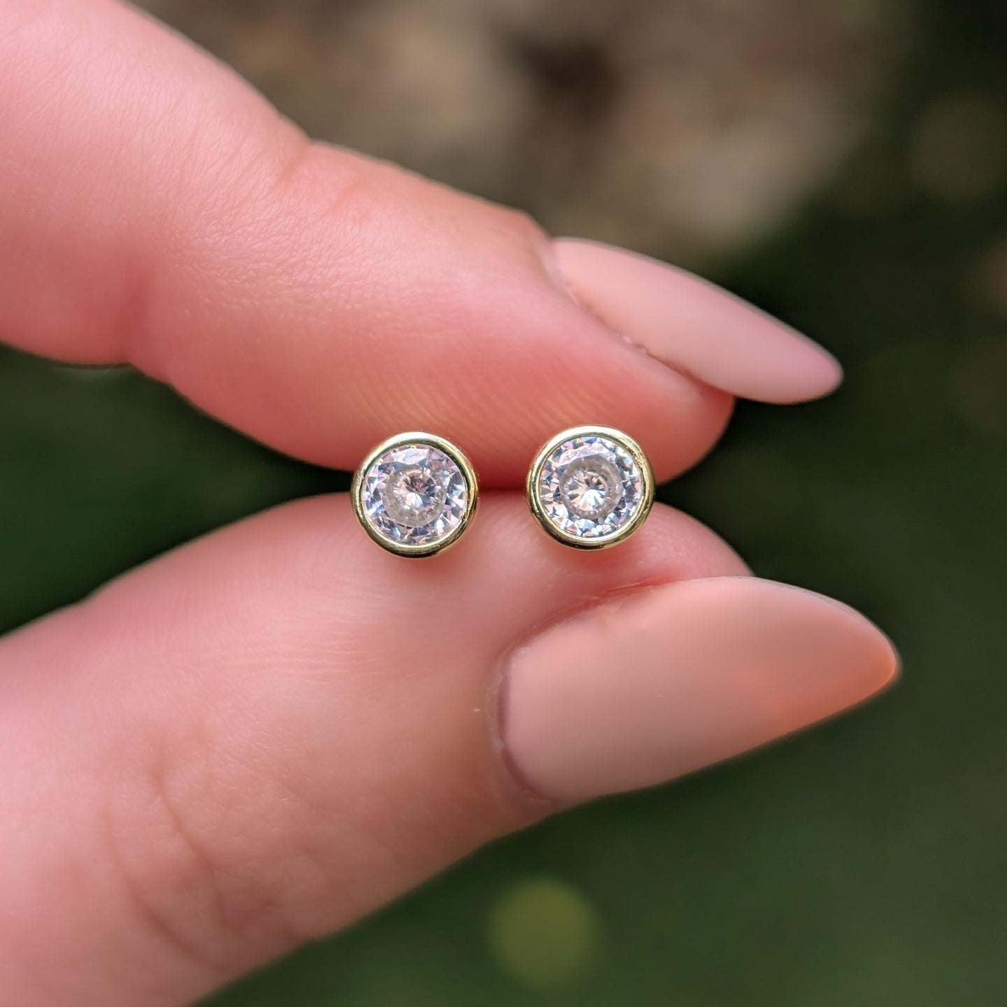 Moissanite Bezel Stud Earrings