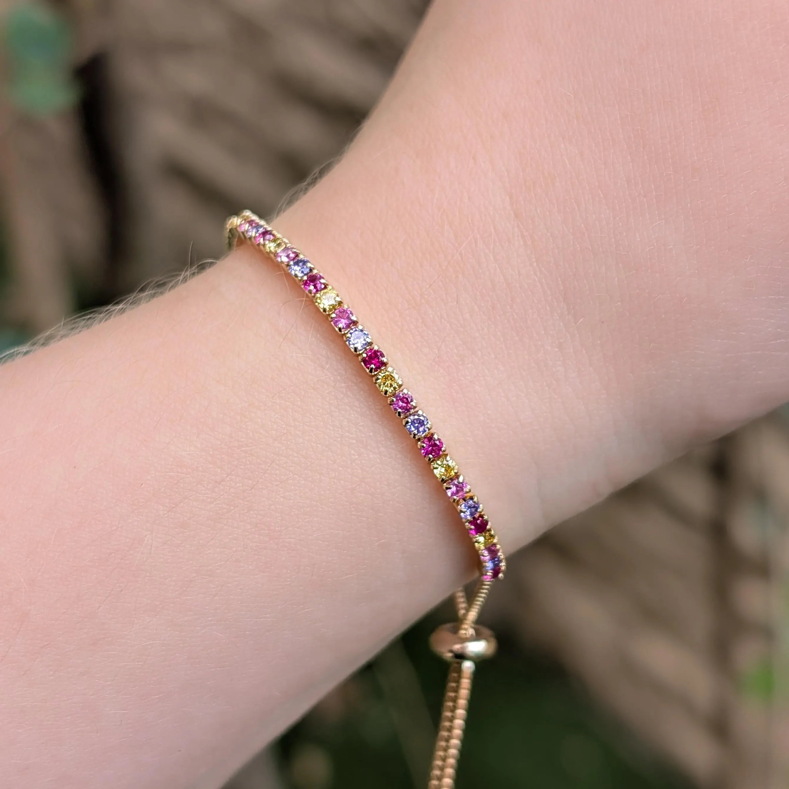 Multi Color Sapphire Tennis Bracelet