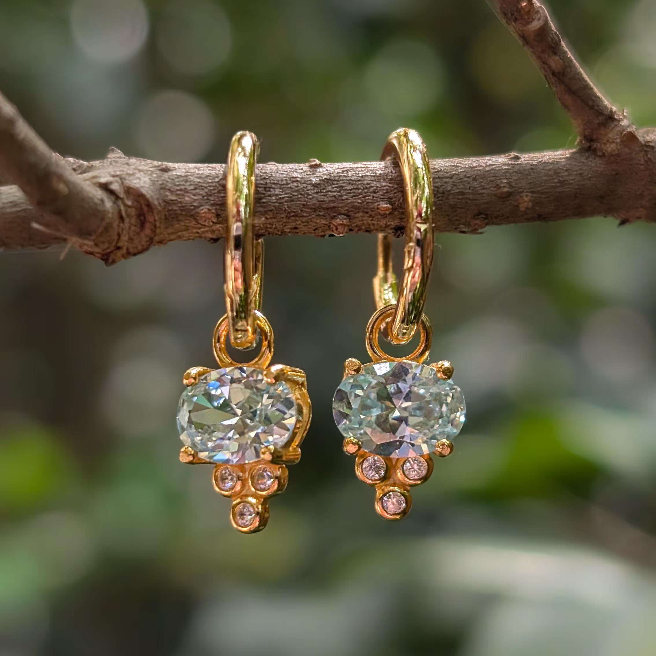 Oval East West Hoop Dangle Earrings