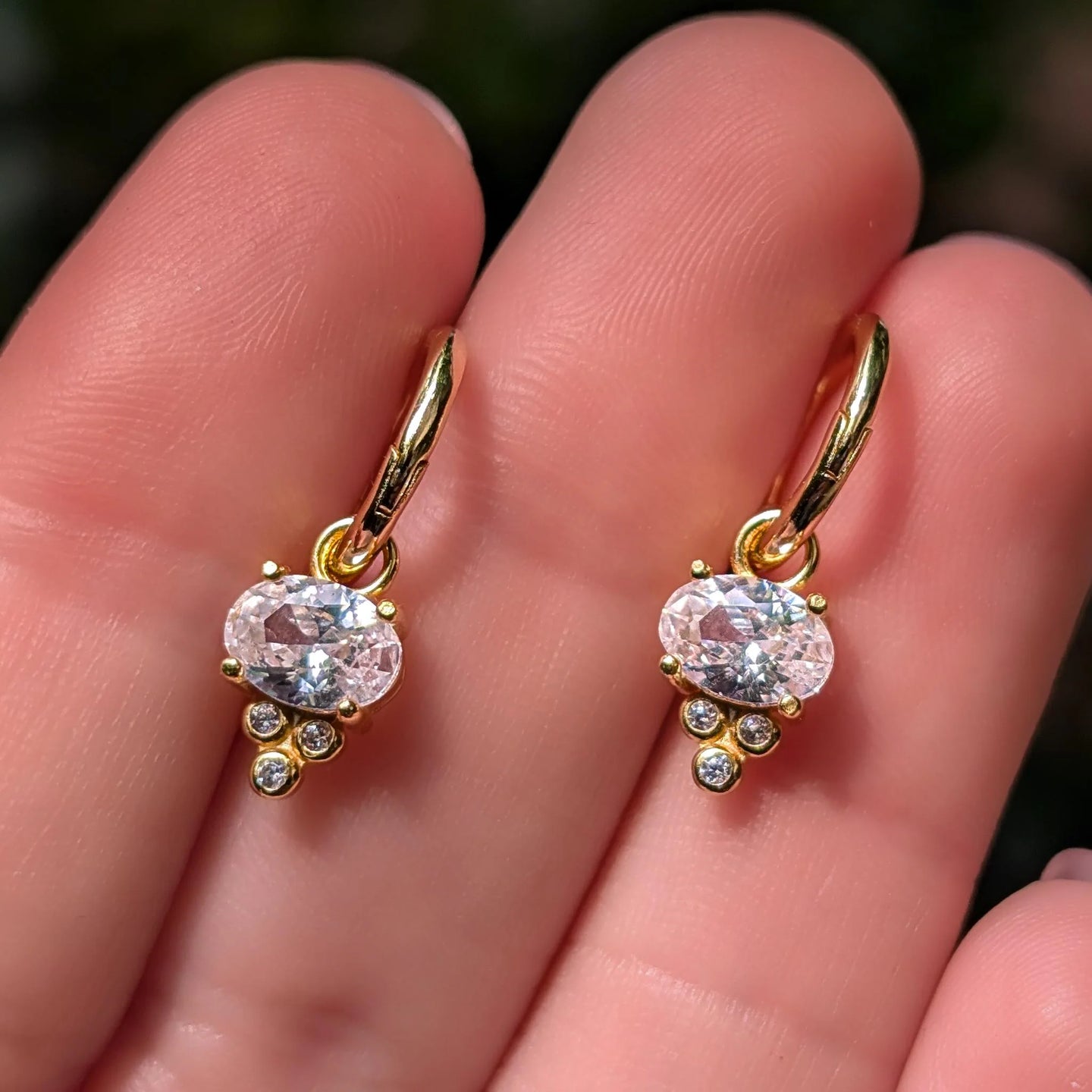 Oval East West Hoop Dangle Earrings