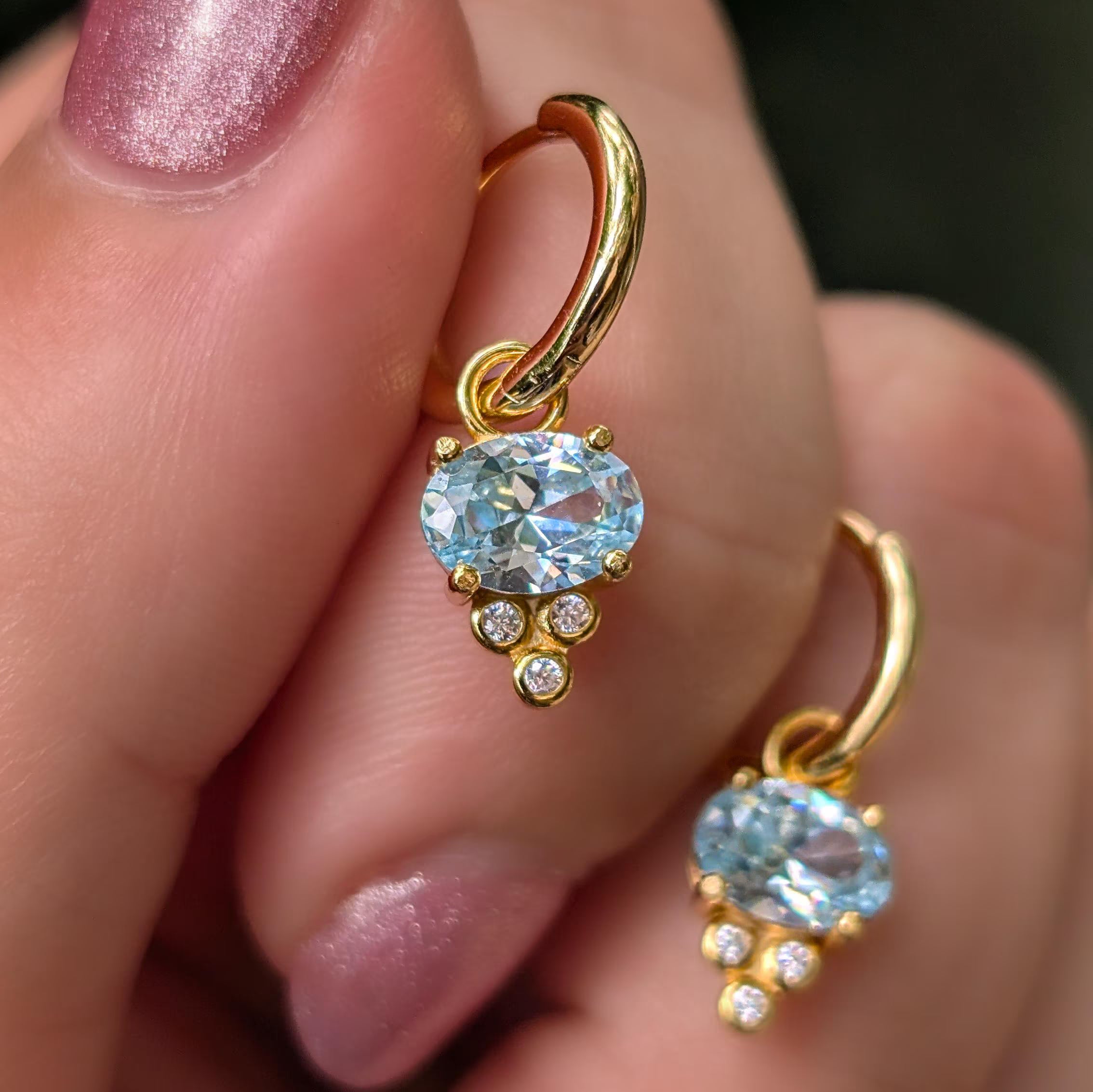 Oval East West Hoop Dangle Earrings