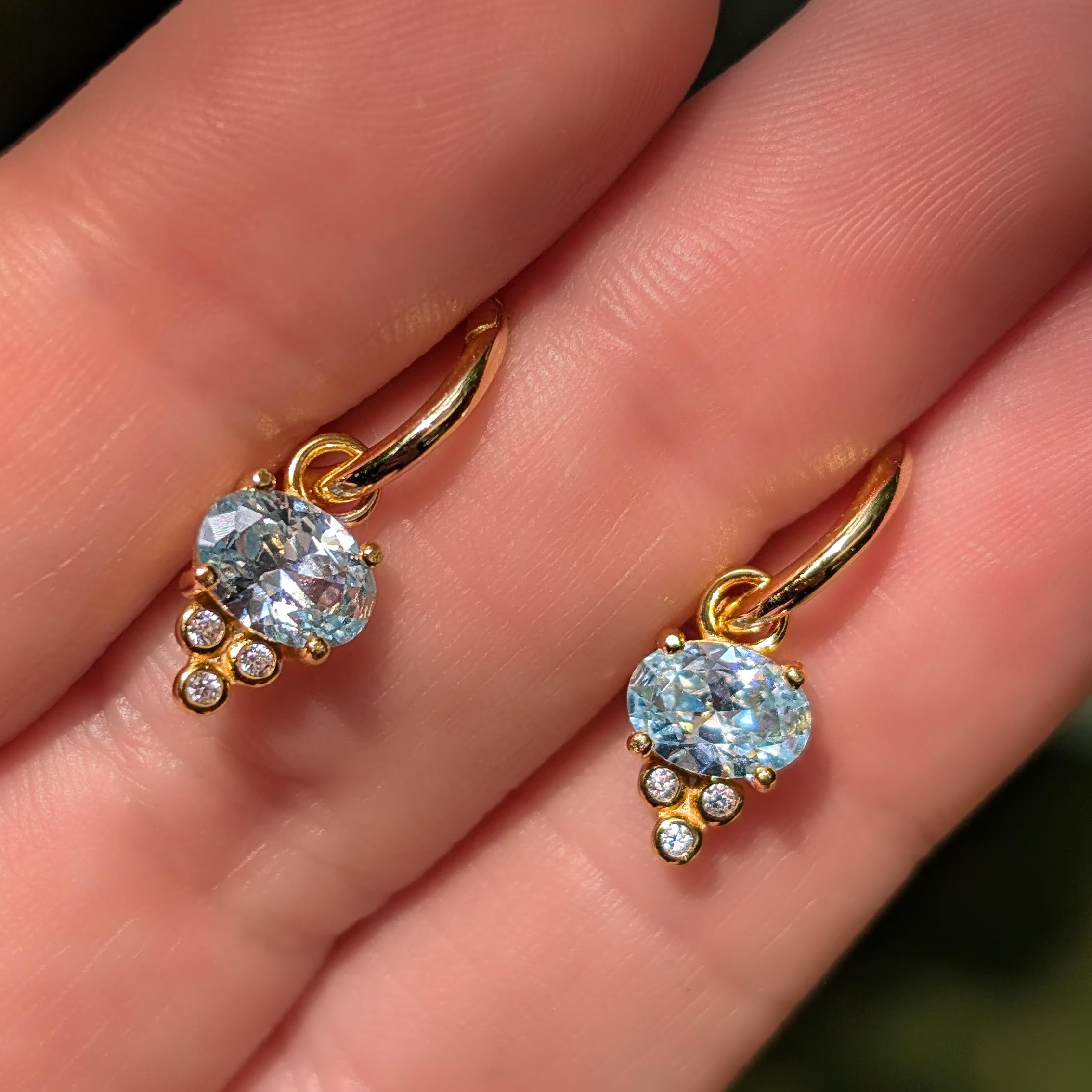 Oval East West Hoop Dangle Earrings