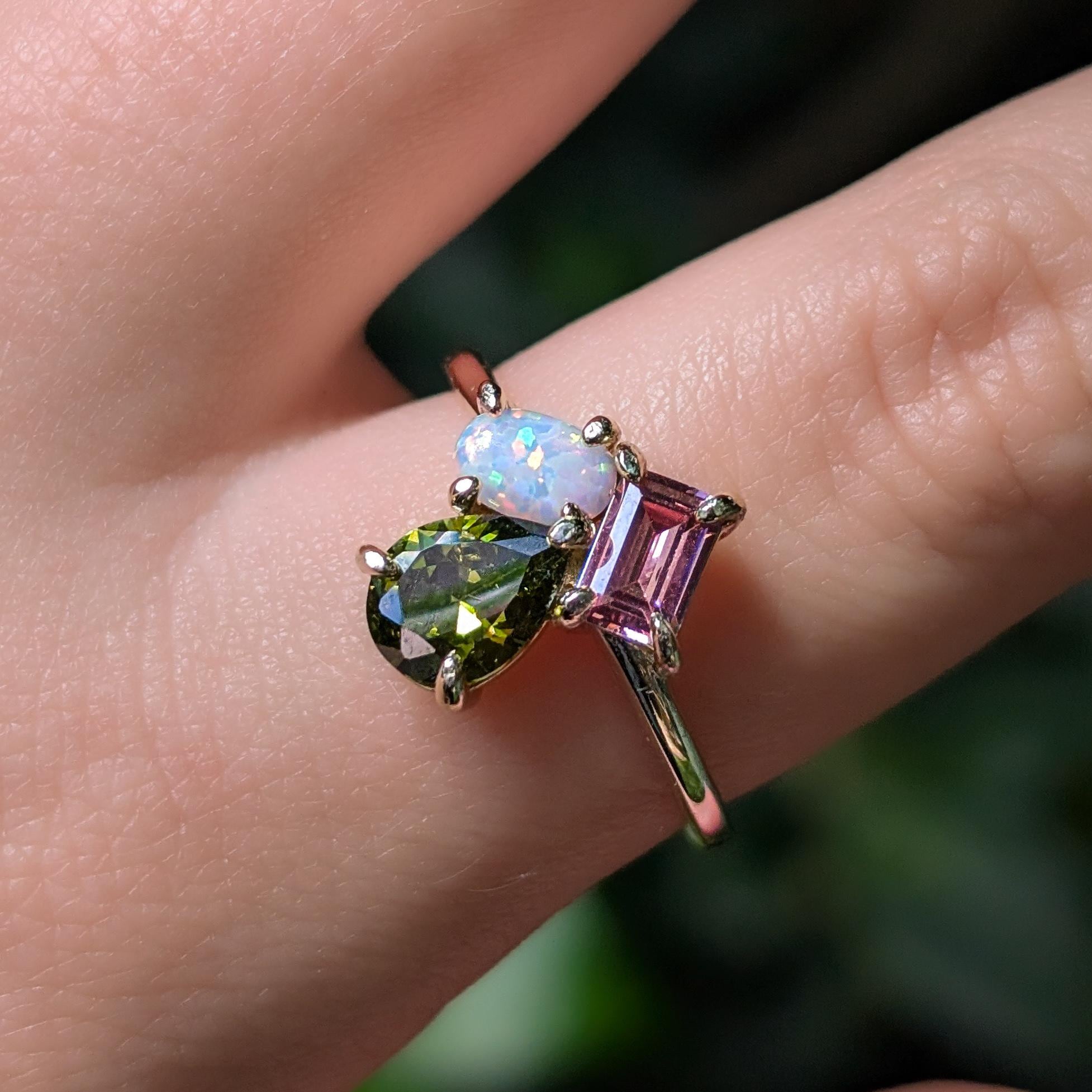 The Tulia - October Birthstone 3 Stone Ring