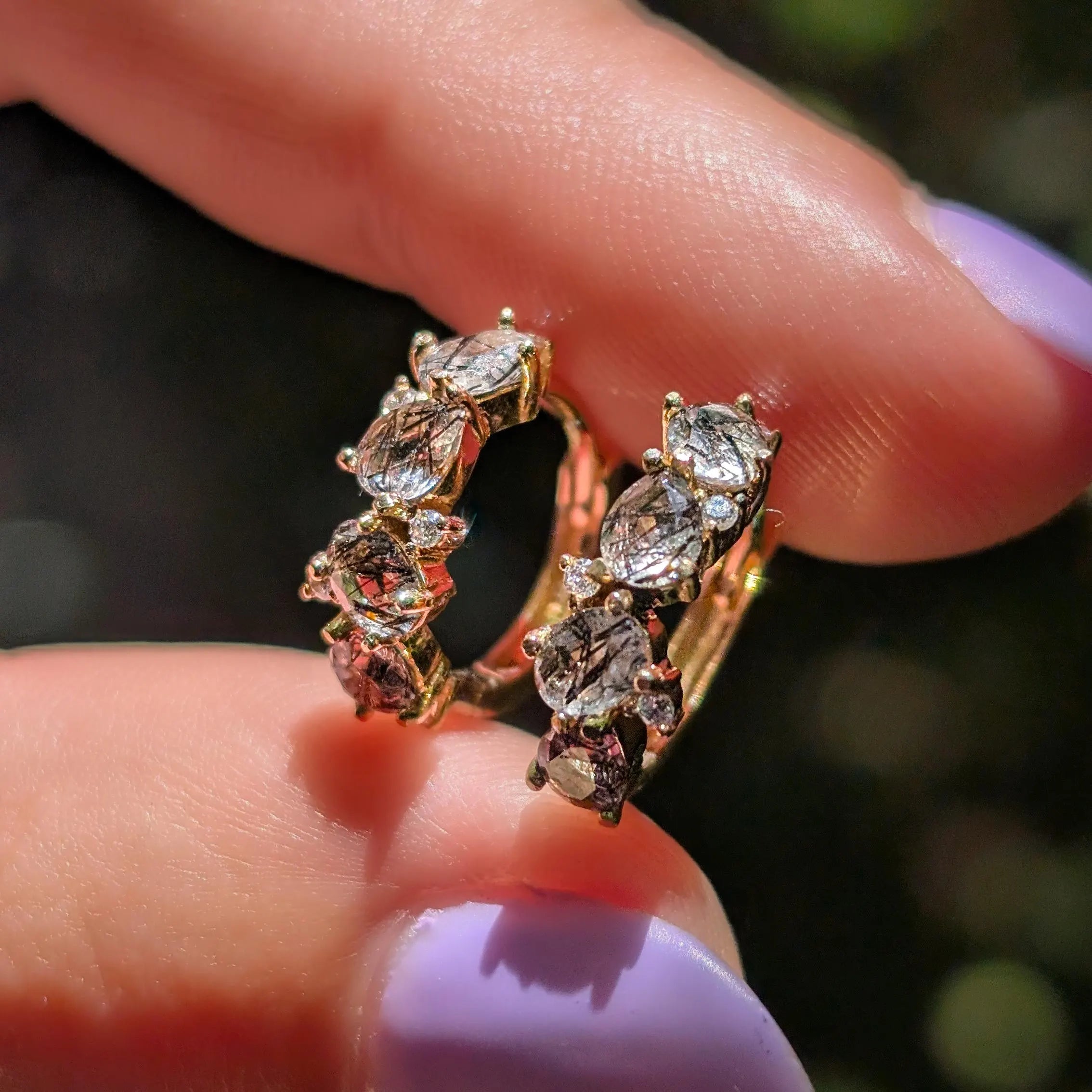 The Legacy Earrings - Rutilated Quartz Hoops