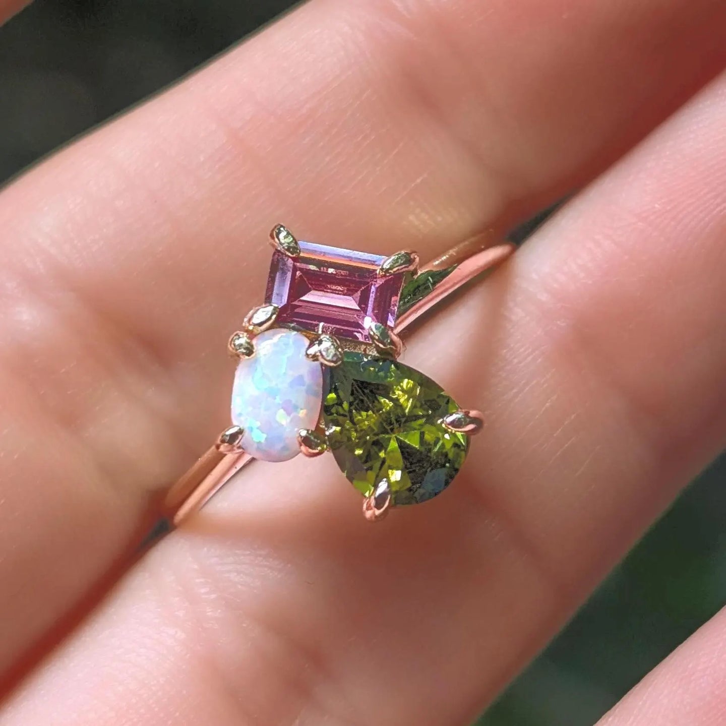 The Tulia - October Birthstone 3 Stone Ring