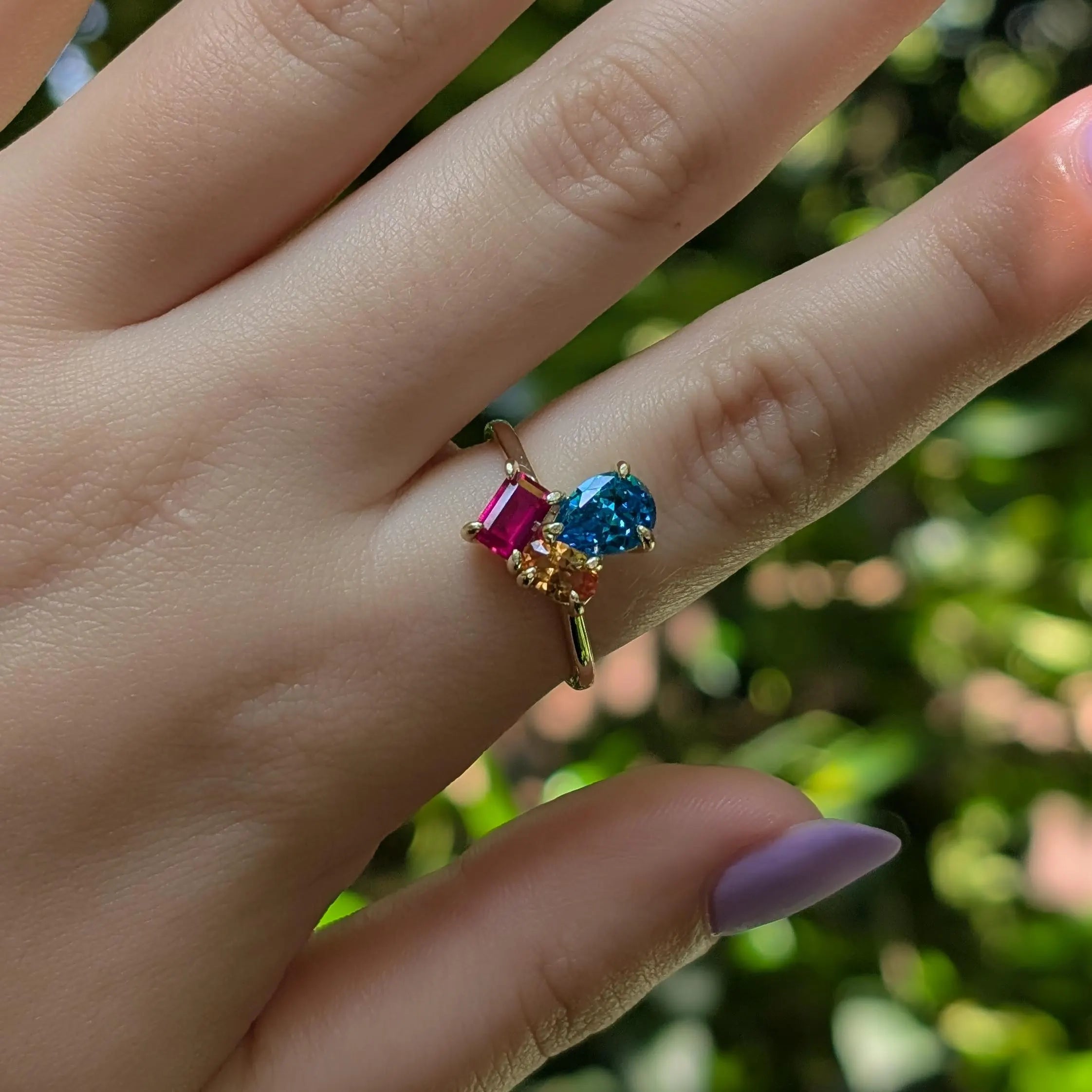 The Tulia - Pansexual 3 Stone Ring