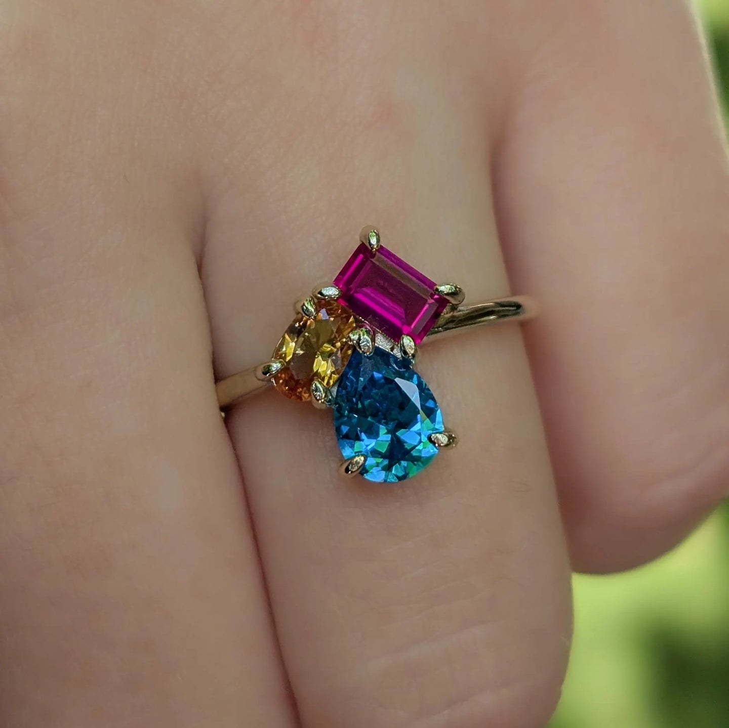 The Tulia - Pansexual 3 Stone Ring