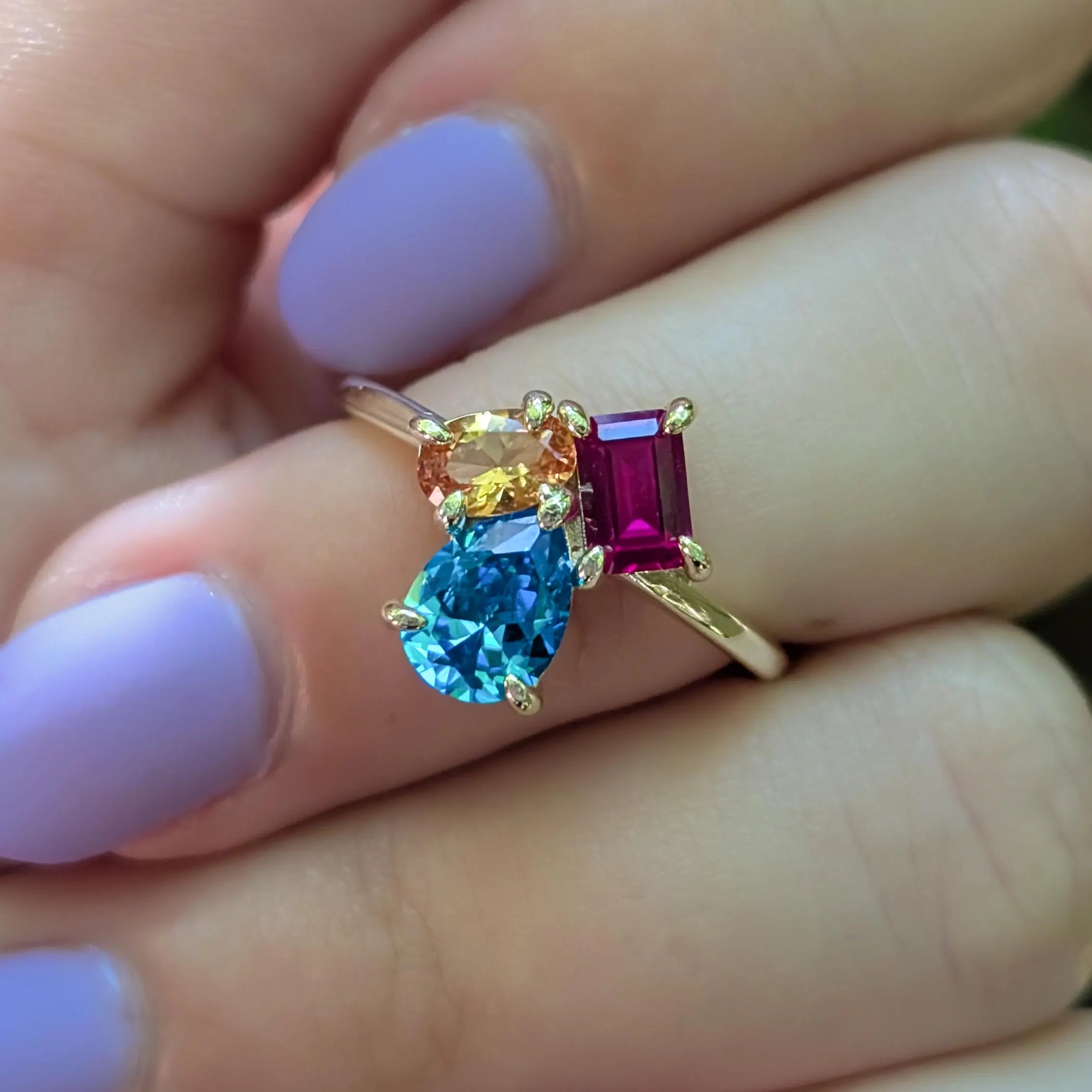 The Tulia - Pansexual 3 Stone Ring