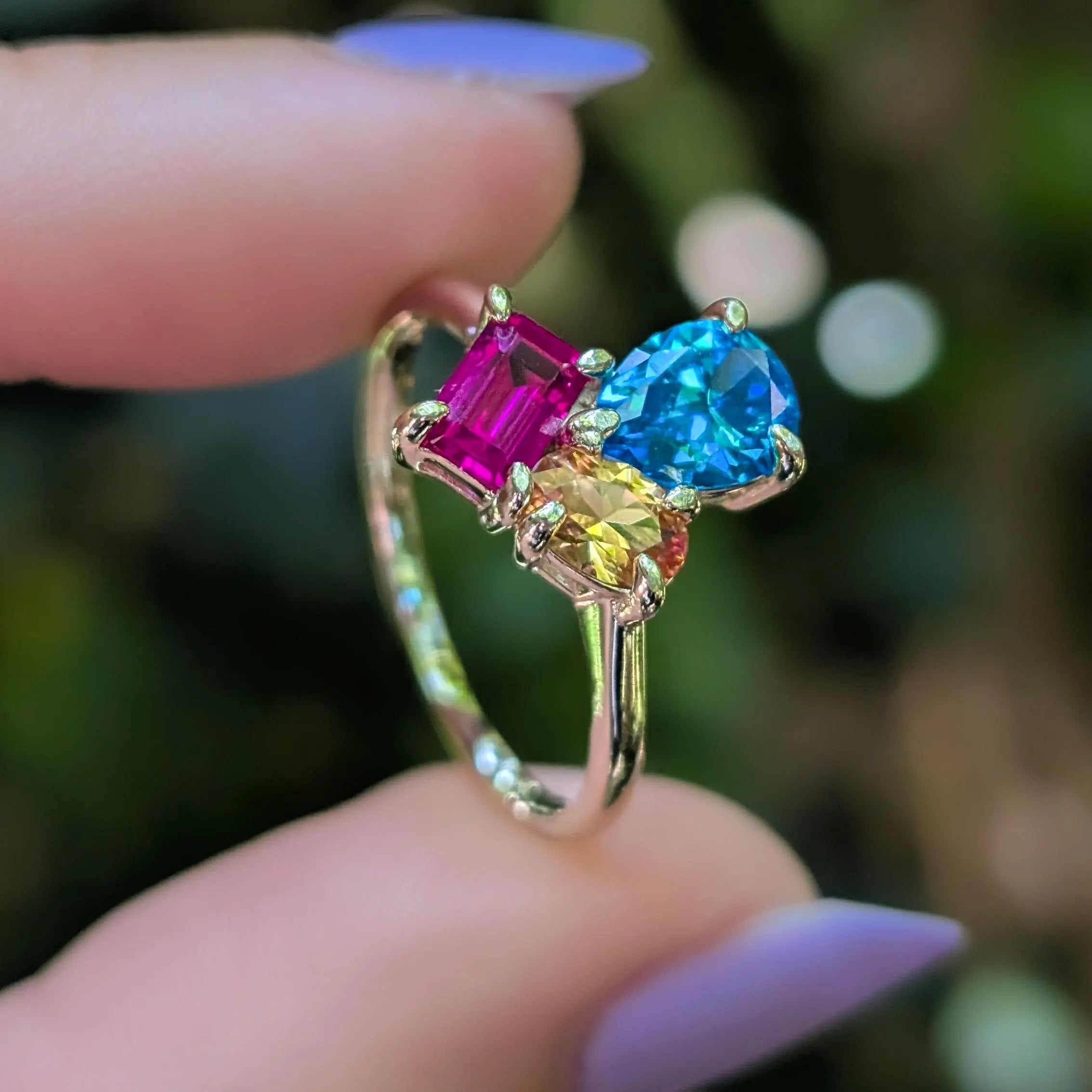 The Tulia - Pansexual 3 Stone Ring