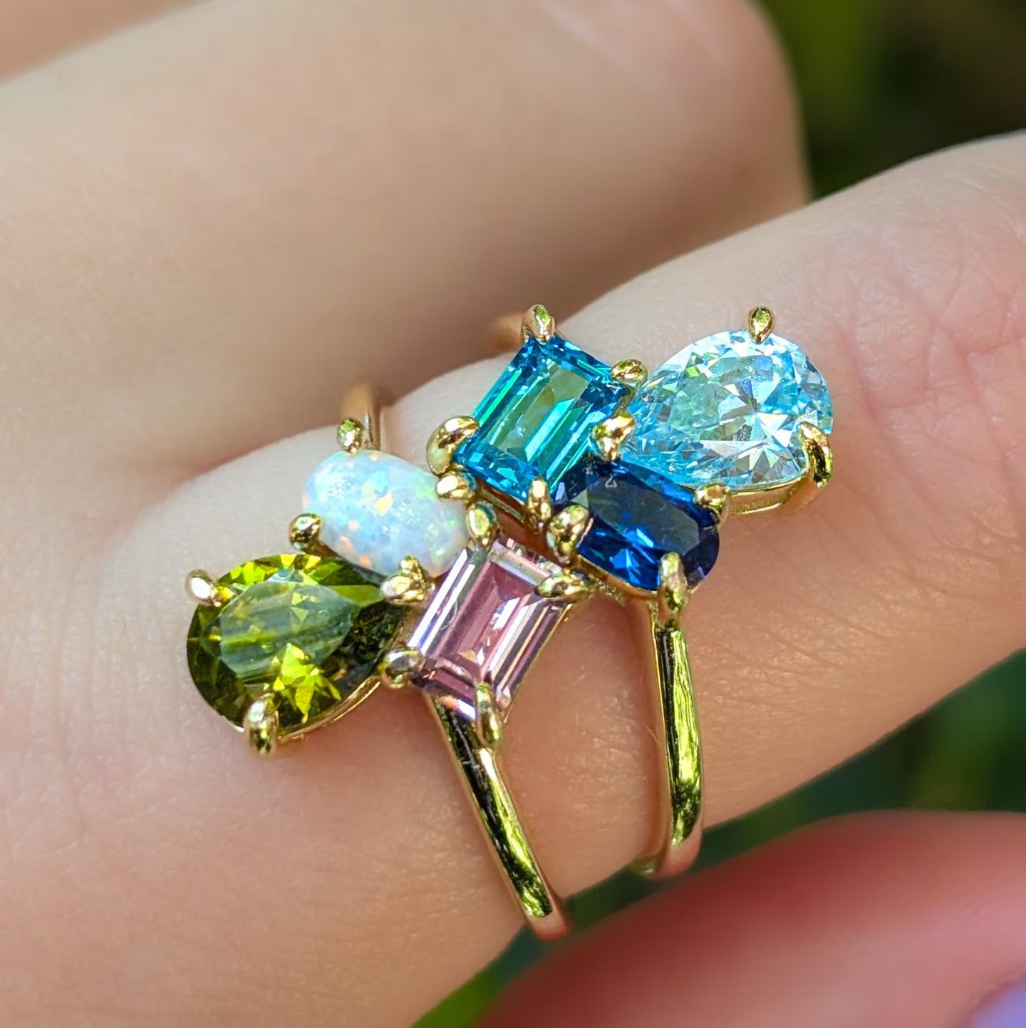 The Tulia - October Birthstone 3 Stone Ring