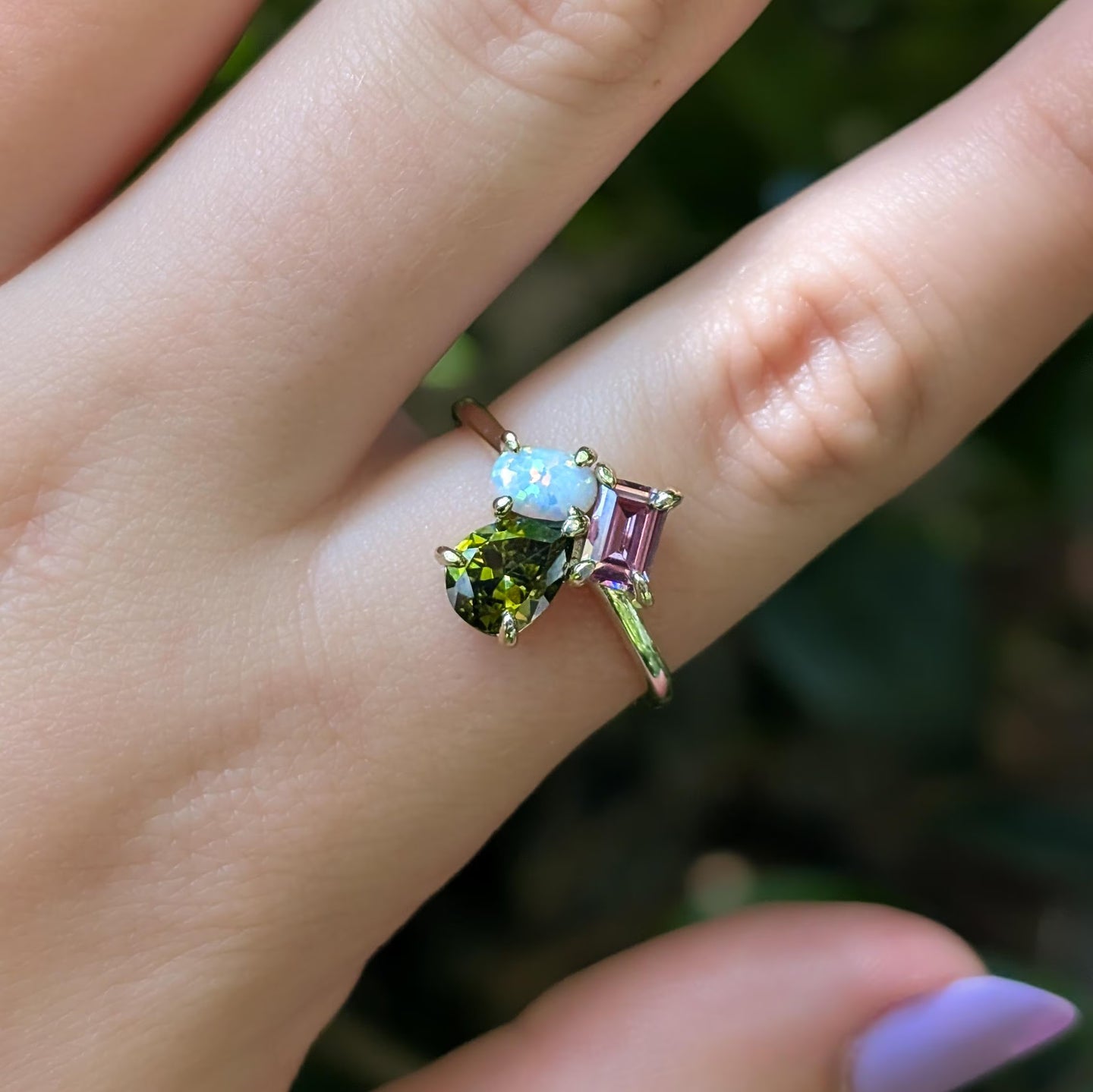 The Tulia - October Birthstone 3 Stone Ring