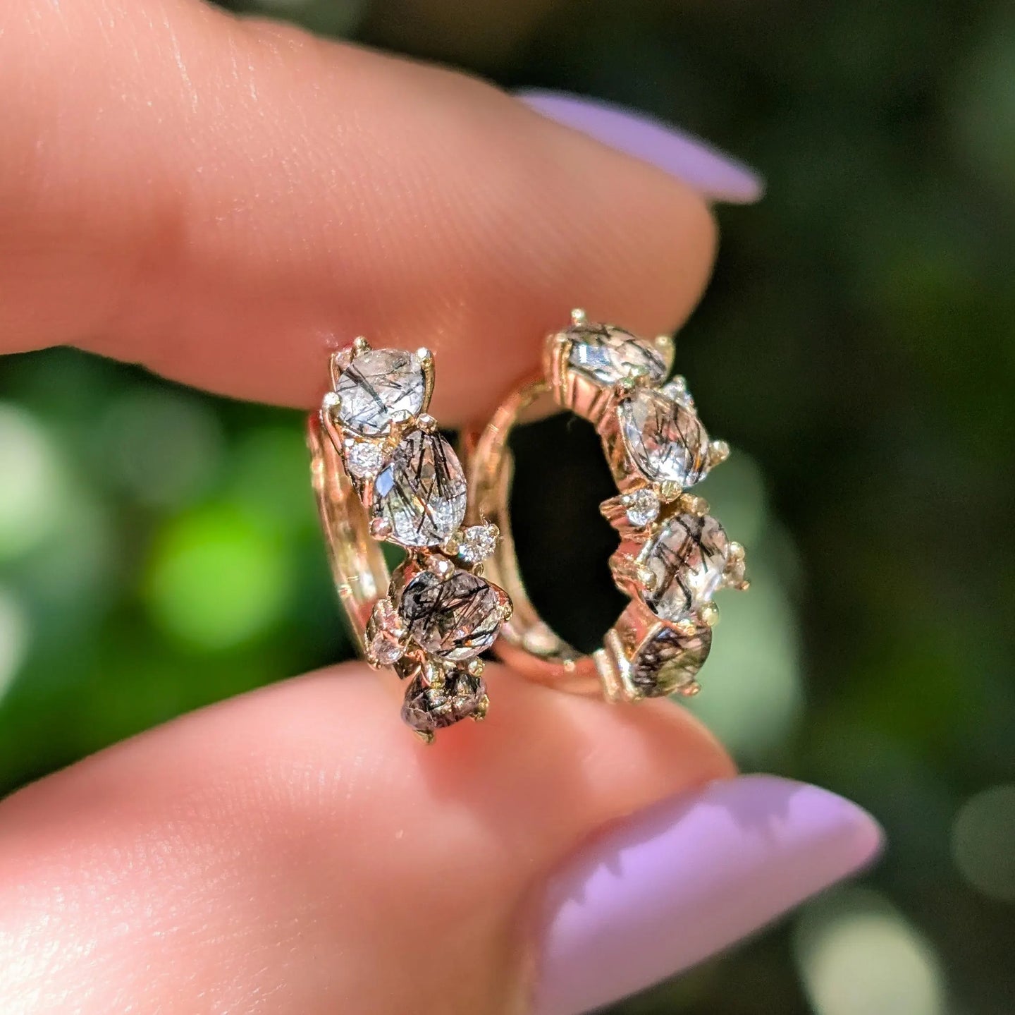 The Legacy Earrings - Rutilated Quartz Hoops