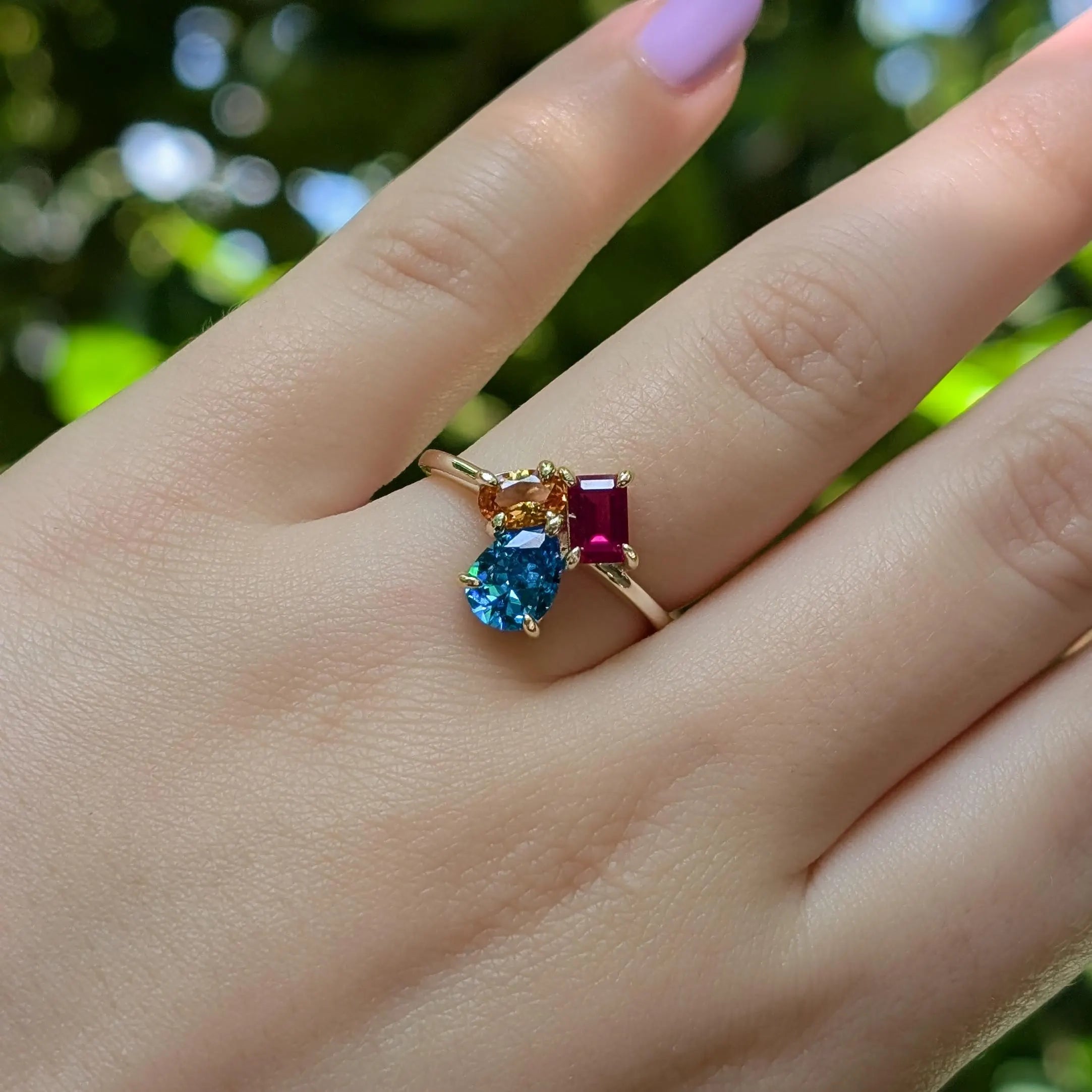 The Tulia - Pansexual 3 Stone Ring