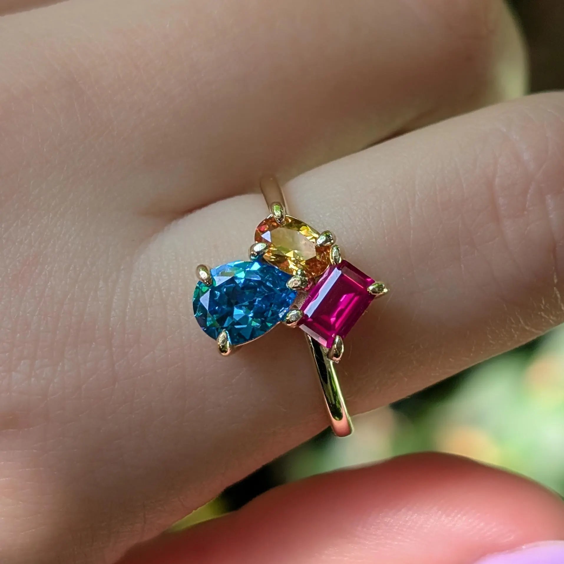 The Tulia - Pansexual 3 Stone Ring