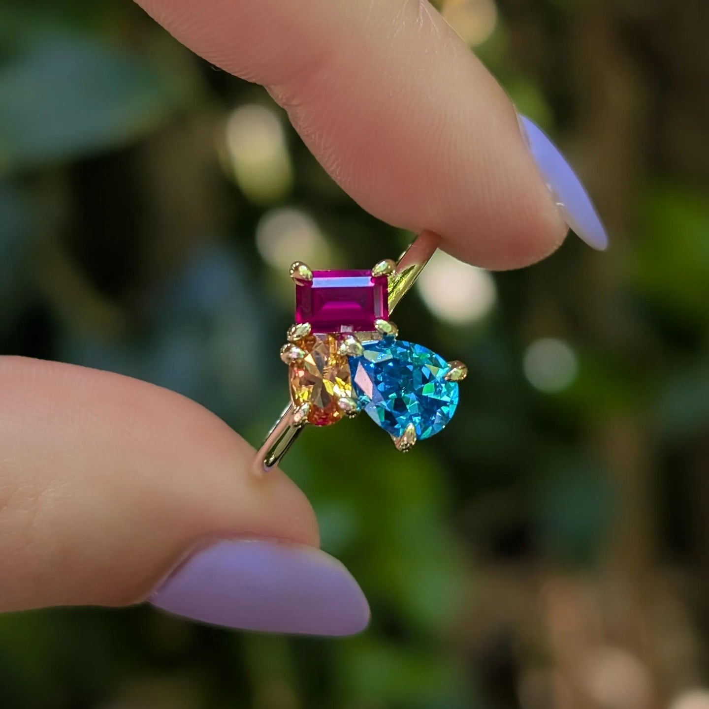 The Tulia - Pansexual 3 Stone Ring
