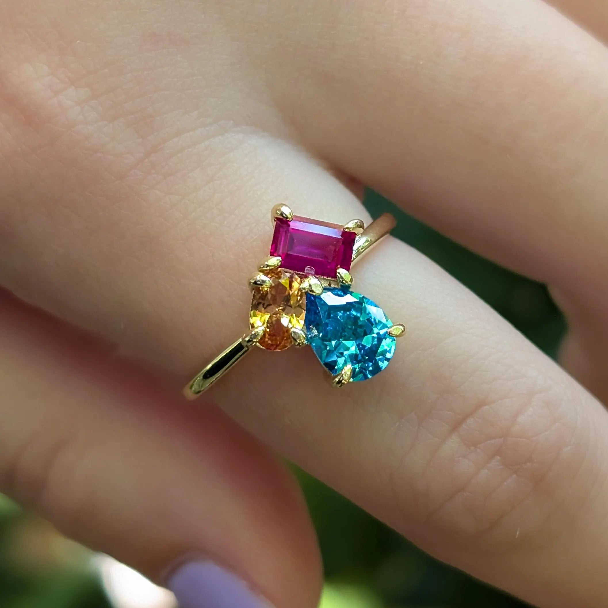 The Tulia - Pansexual 3 Stone Ring