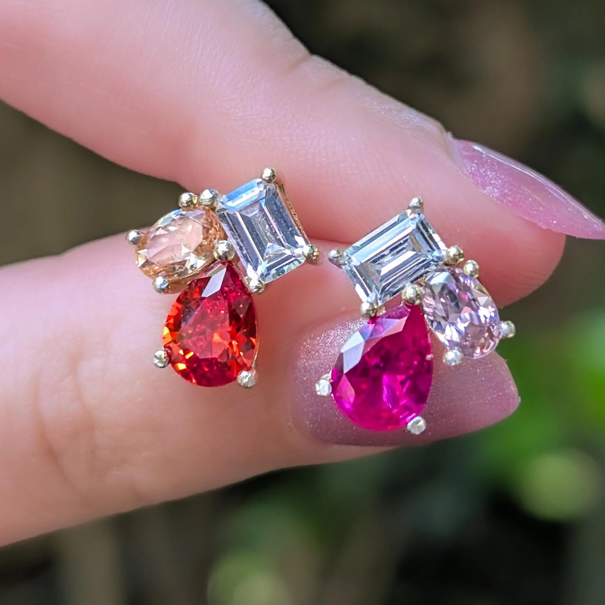 The Tulia - Lesbian Flag Cluster Studs