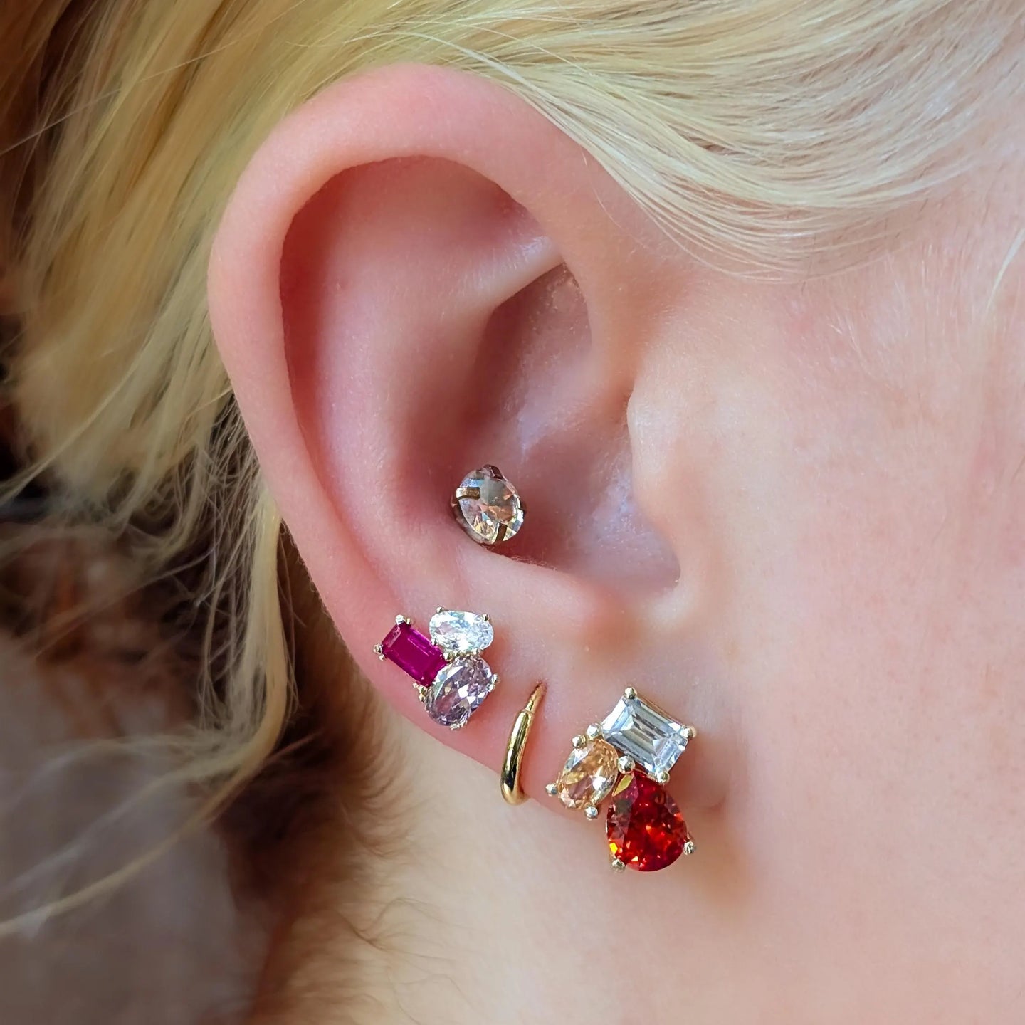 The Tulia - Lesbian Flag Cluster Studs