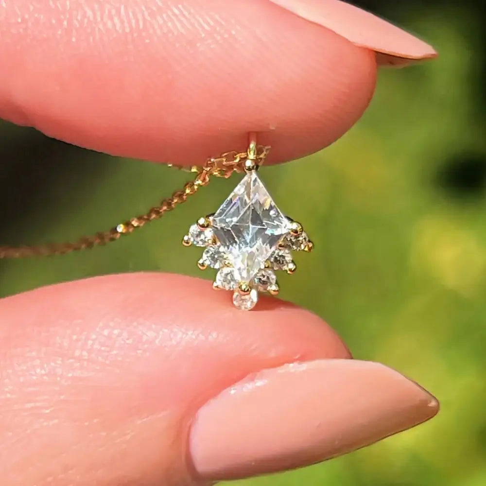 Custom Kite Shaped Half Halo Pendant Necklace Necklaces Handmade Handcrafted